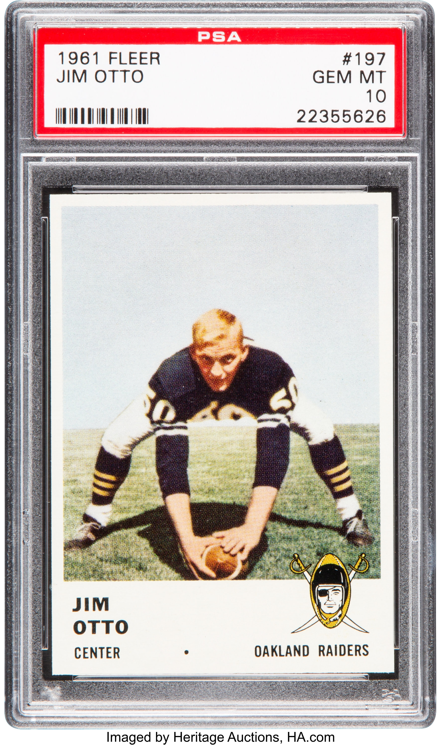 1962 FLEER FOOTBALL CARD #72 JIM OTTO OAKLAND RAIDERS