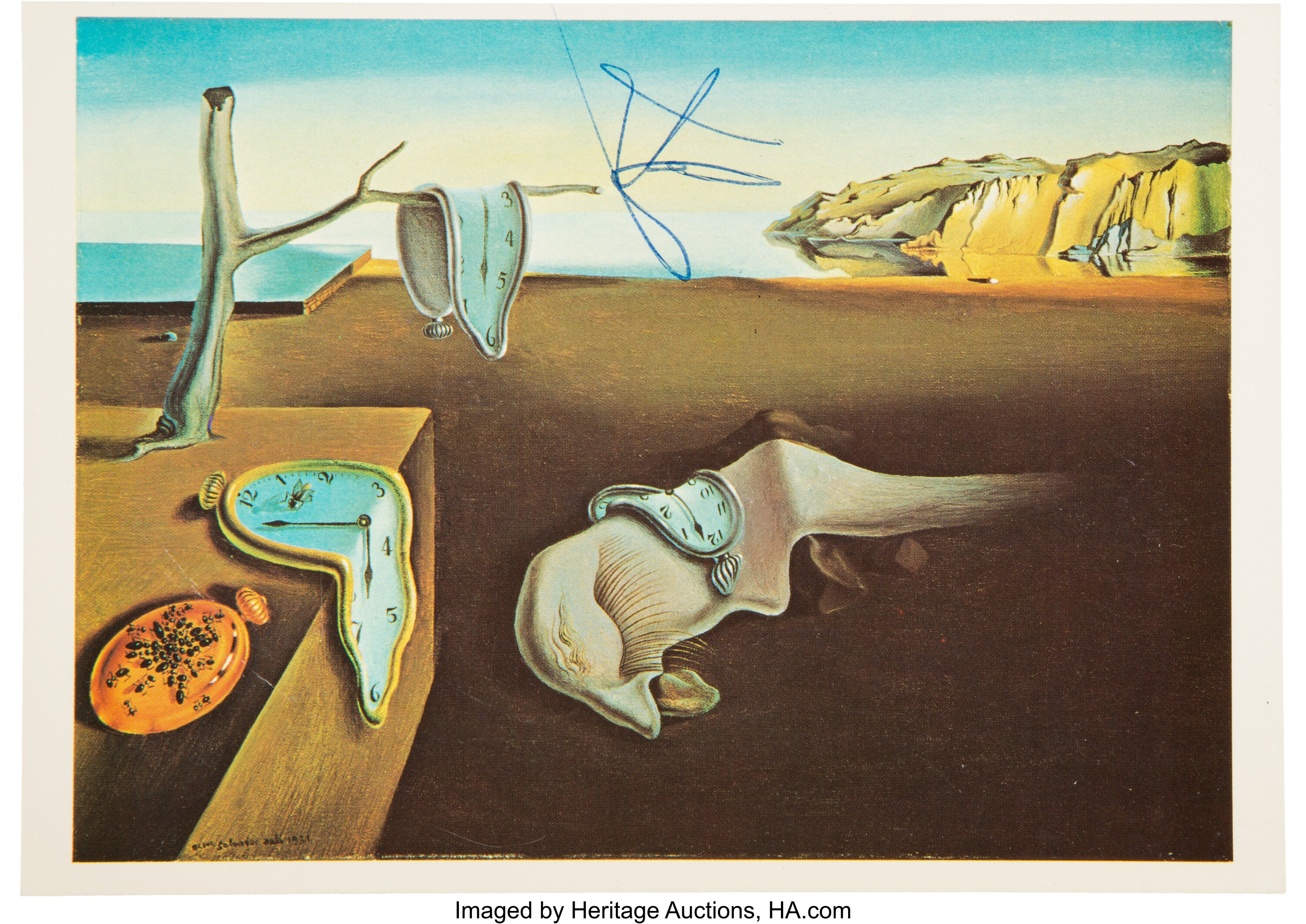 1970's Salvador Dali Signed "The Persistence of Memory" Print.... | Lot