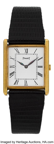 Piaget 18k Yellow Gold Rectangular Wristwatch Ref. 9294. Lot