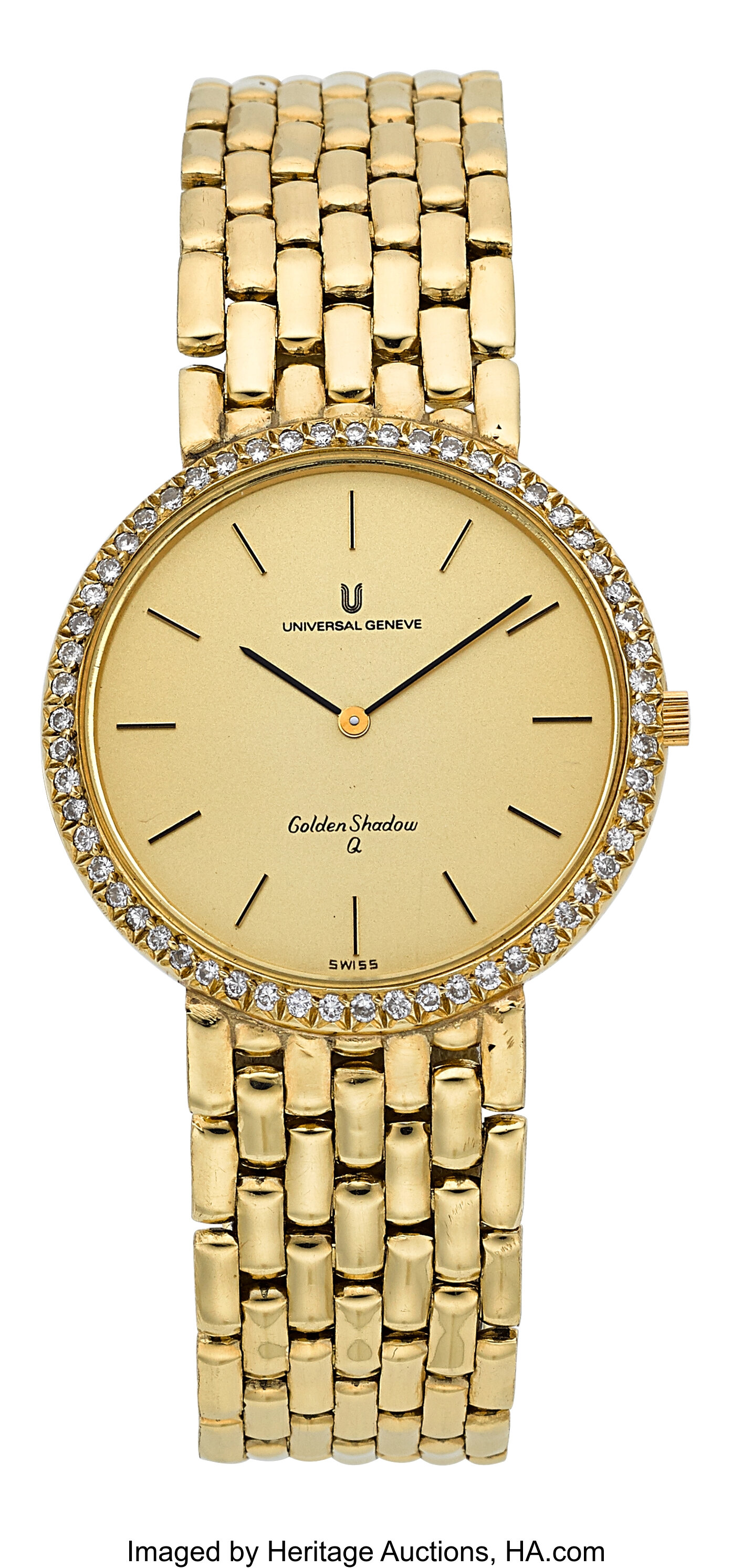 Universal Geneve Golden Shadow 14k Gold Diamond Bracelet Watch