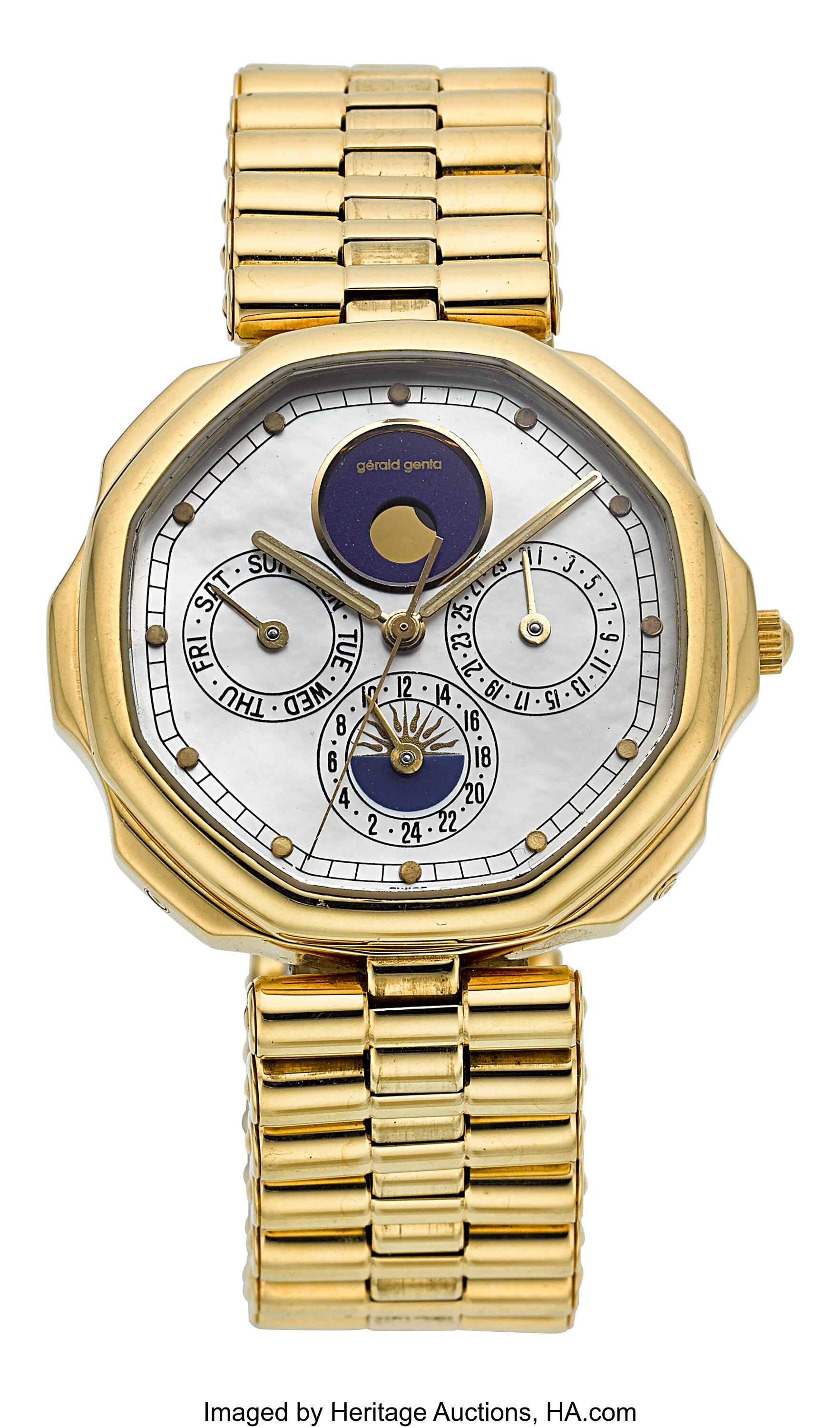 Gerald Genta Maxi Time 18k Yellow Gold Calendar Moonphase | Lot