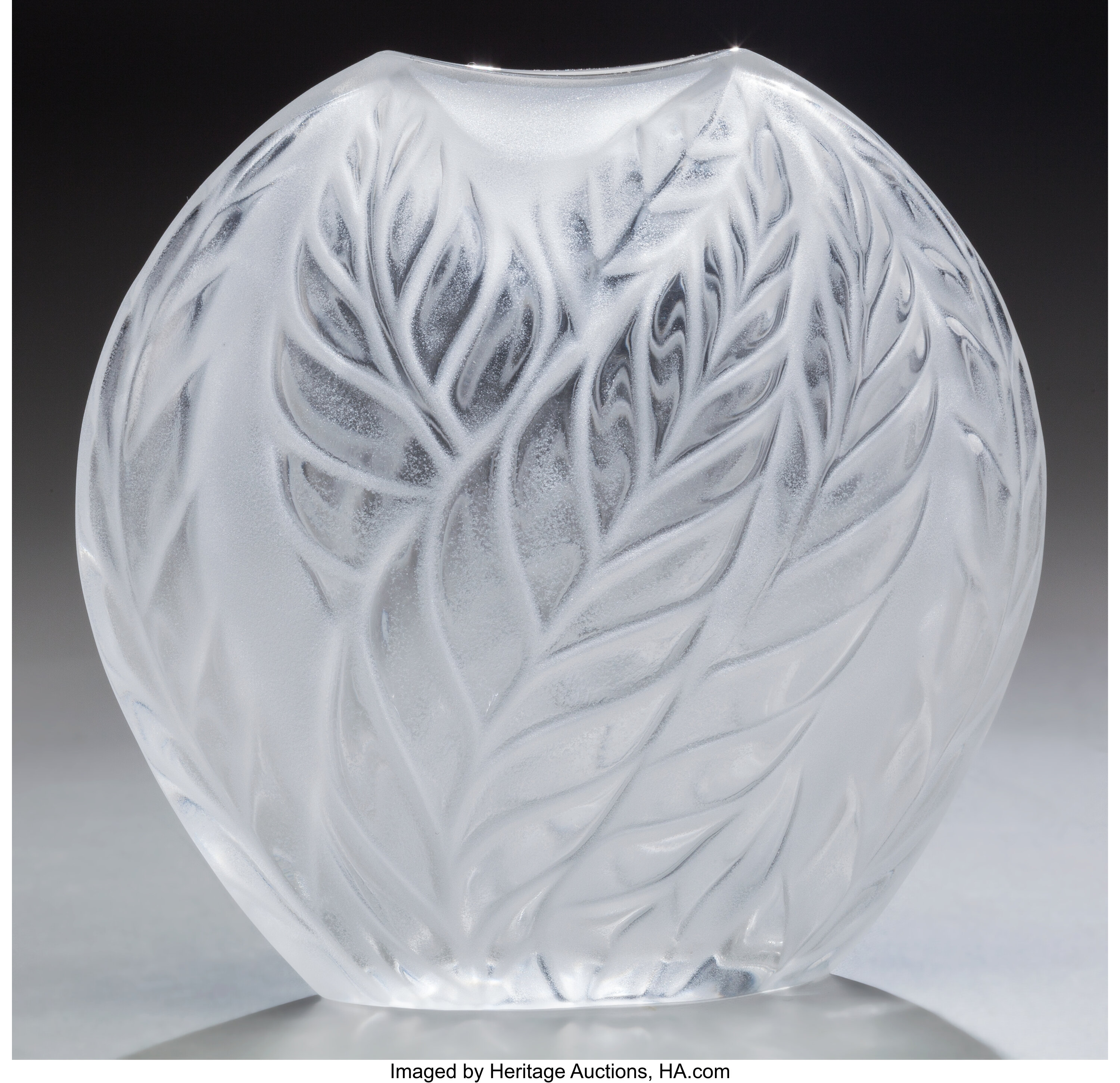 A Lalique Clear And Frosted Glass Filicaria Bud Vase Circa 1990