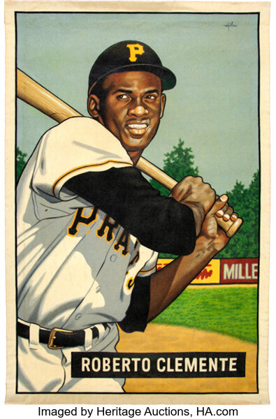 2015 Roberto Clemente Card that Never Was Original Artwork by, Lot  #81916