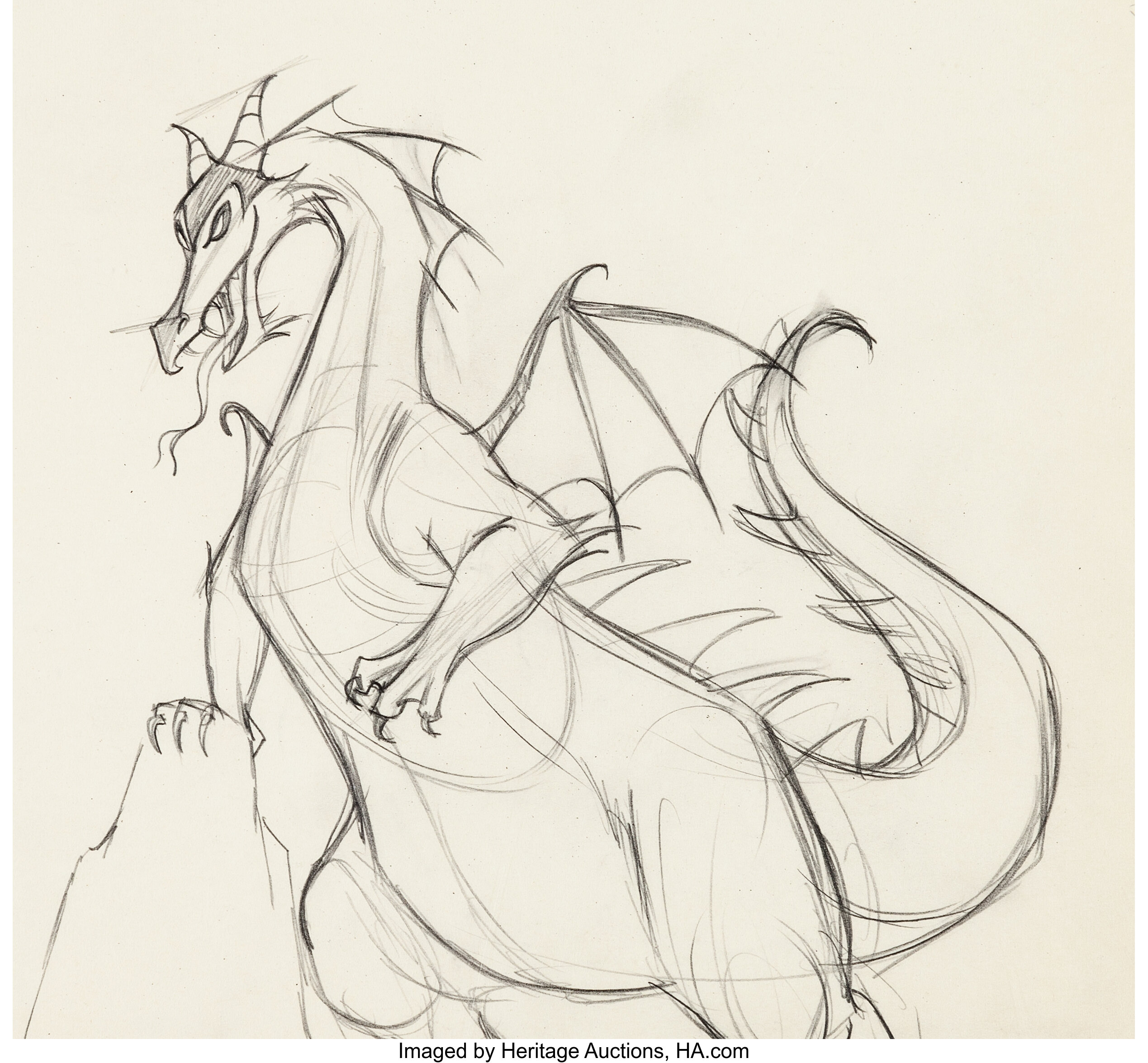 Sleeping Beauty Maleficent as Dragon Animation Drawing (Walt | Lot ...