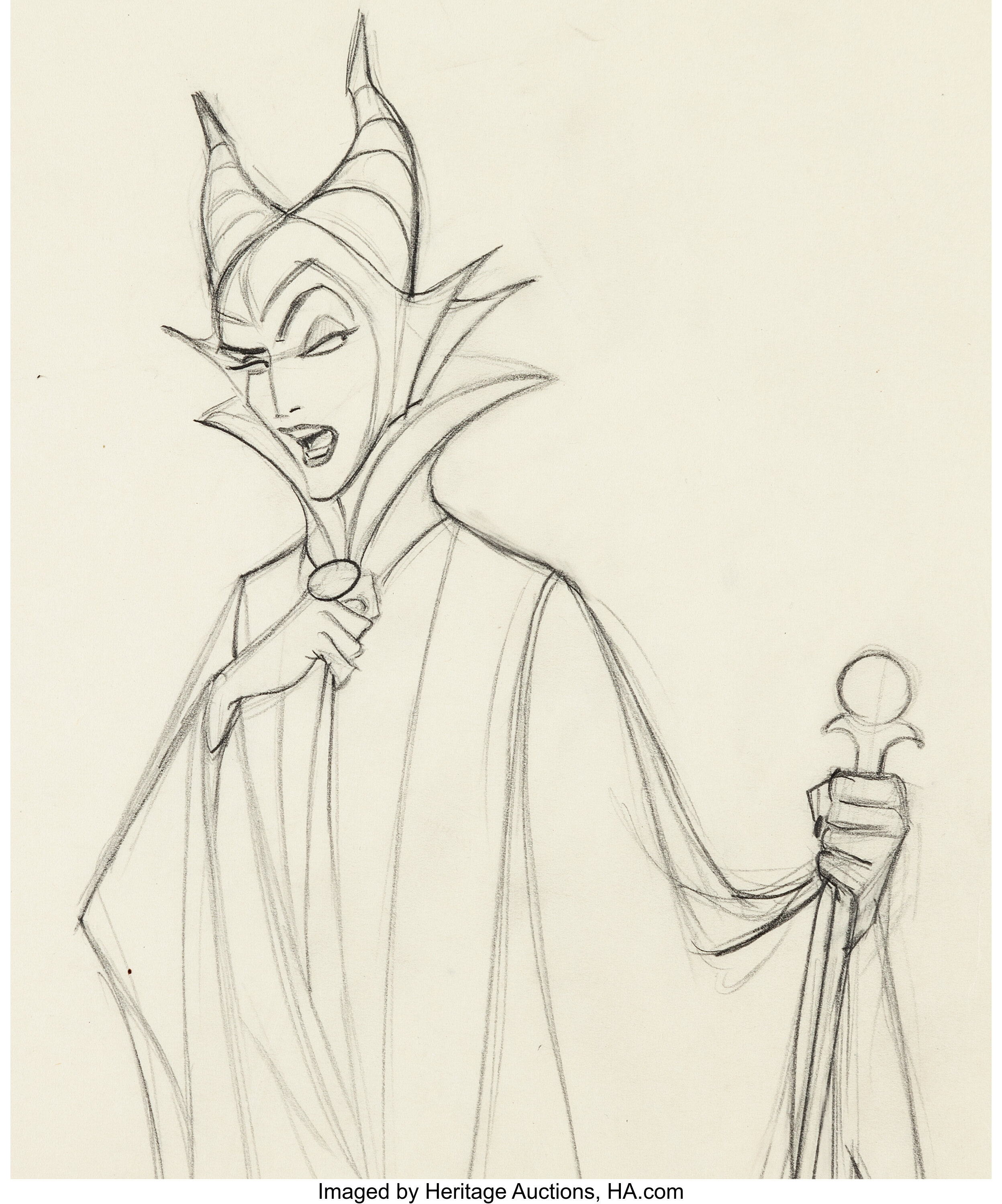 Sleeping Beauty Maleficent Animation Drawing (Walt Disney, | Lot #97112 ...