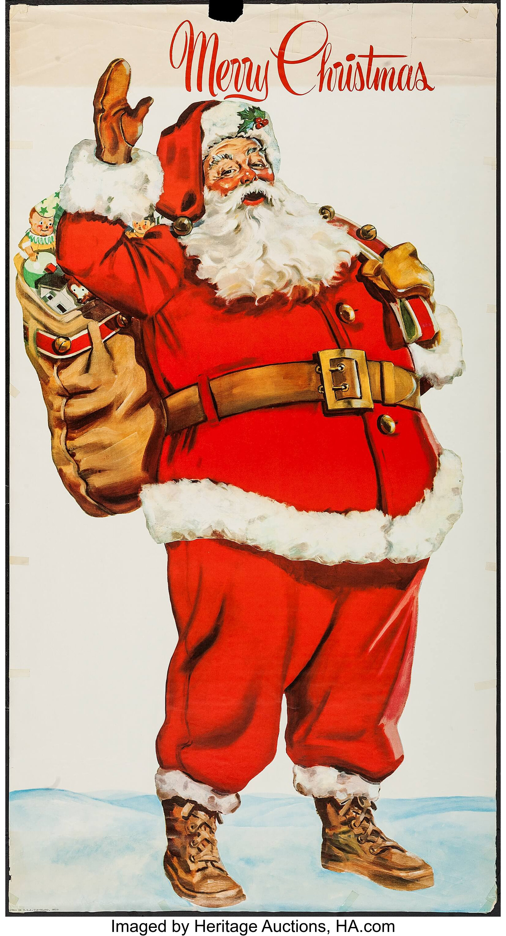 Santa Claus 1950s Holiday Poster 29 5 X 55 Fantasy Lot