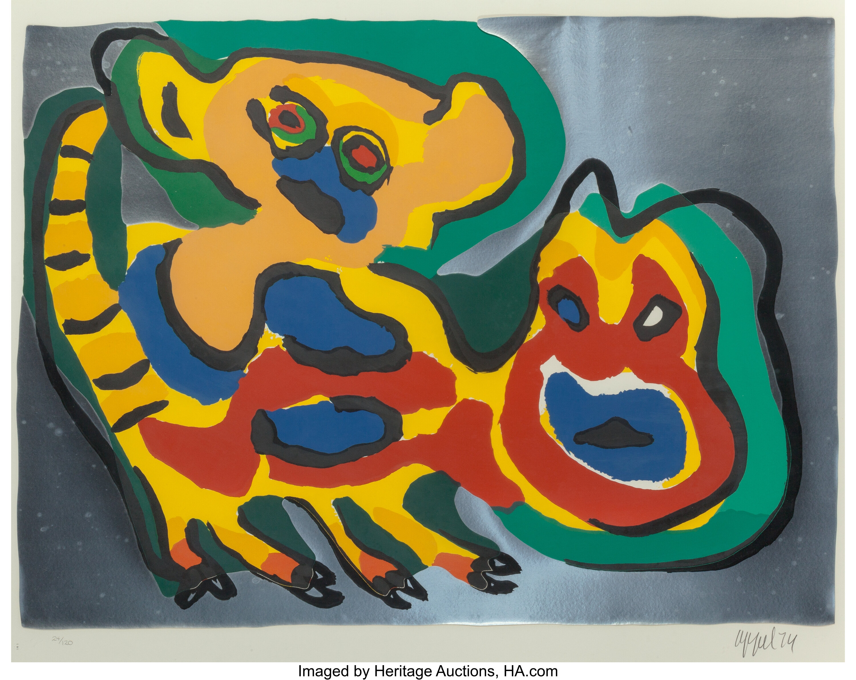 Karel Appel (Dutch, 1921-2006). Animaux, 1974. Lithograph in colors ...