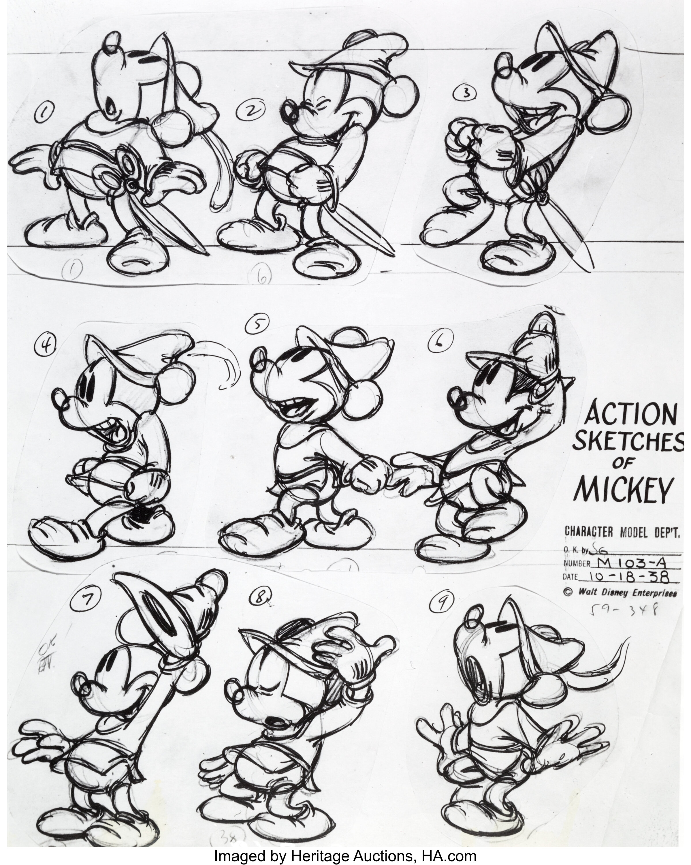 Mickey Mouse Model Sheets Group of 10 (Walt Disney, 1930s/40s ...