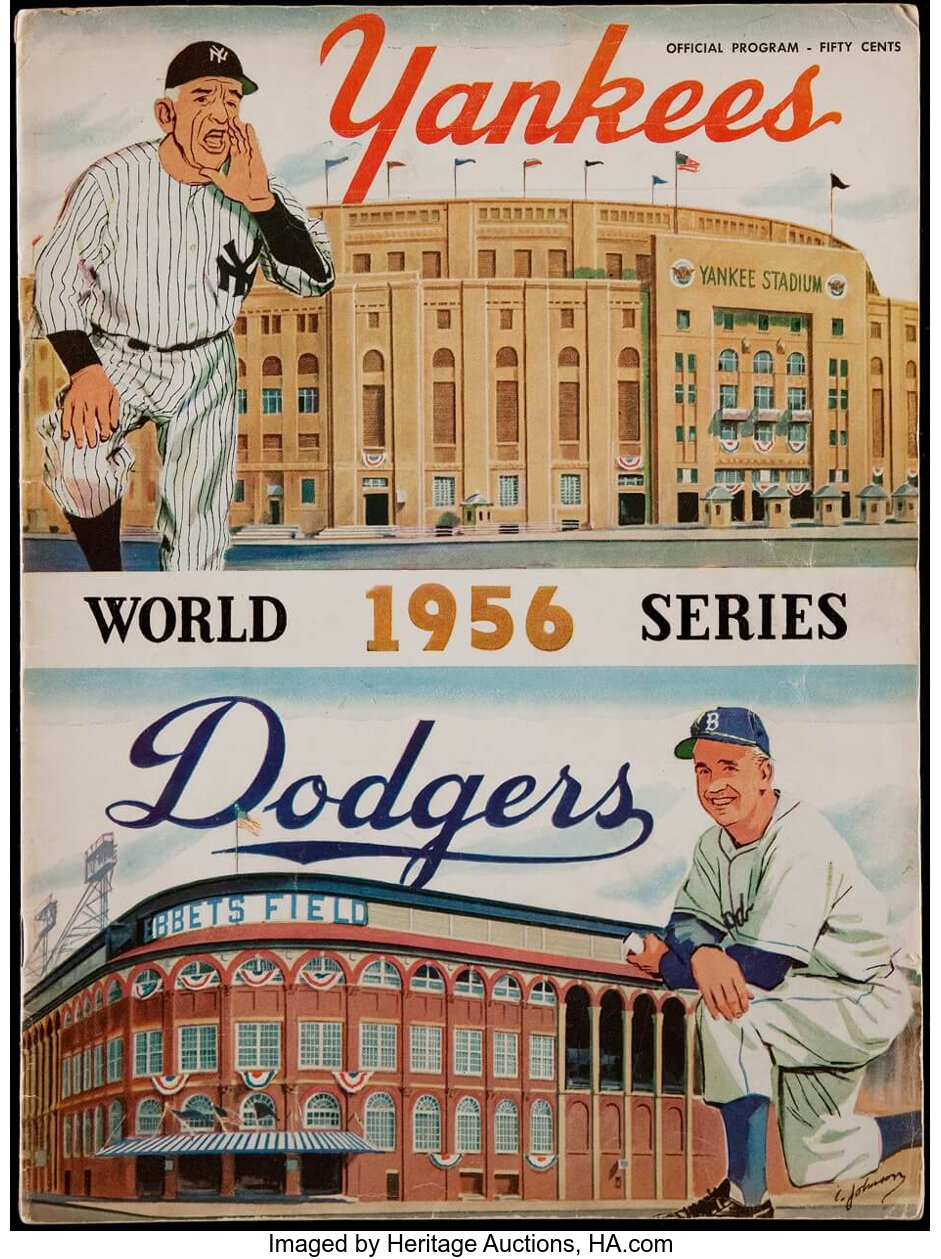 Sold at Auction: 1956 World Series NY Yankees vs LA Dodgers Poster