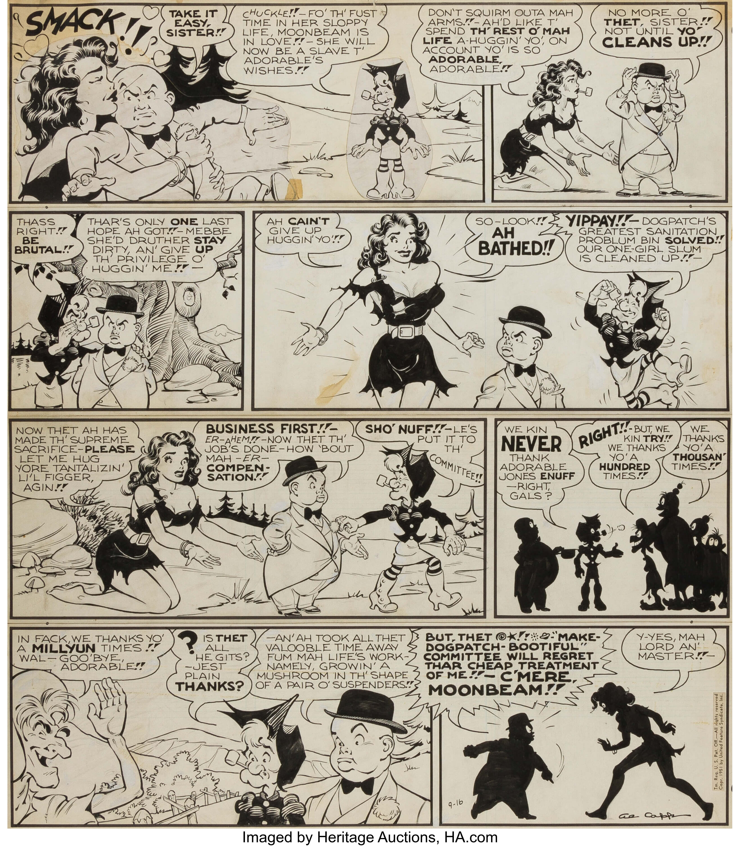 Al Capp Lil Abner Sunday Comic Strip Moonbeam Mcswine Original Art Lot 13024 Heritage Auctions 5885