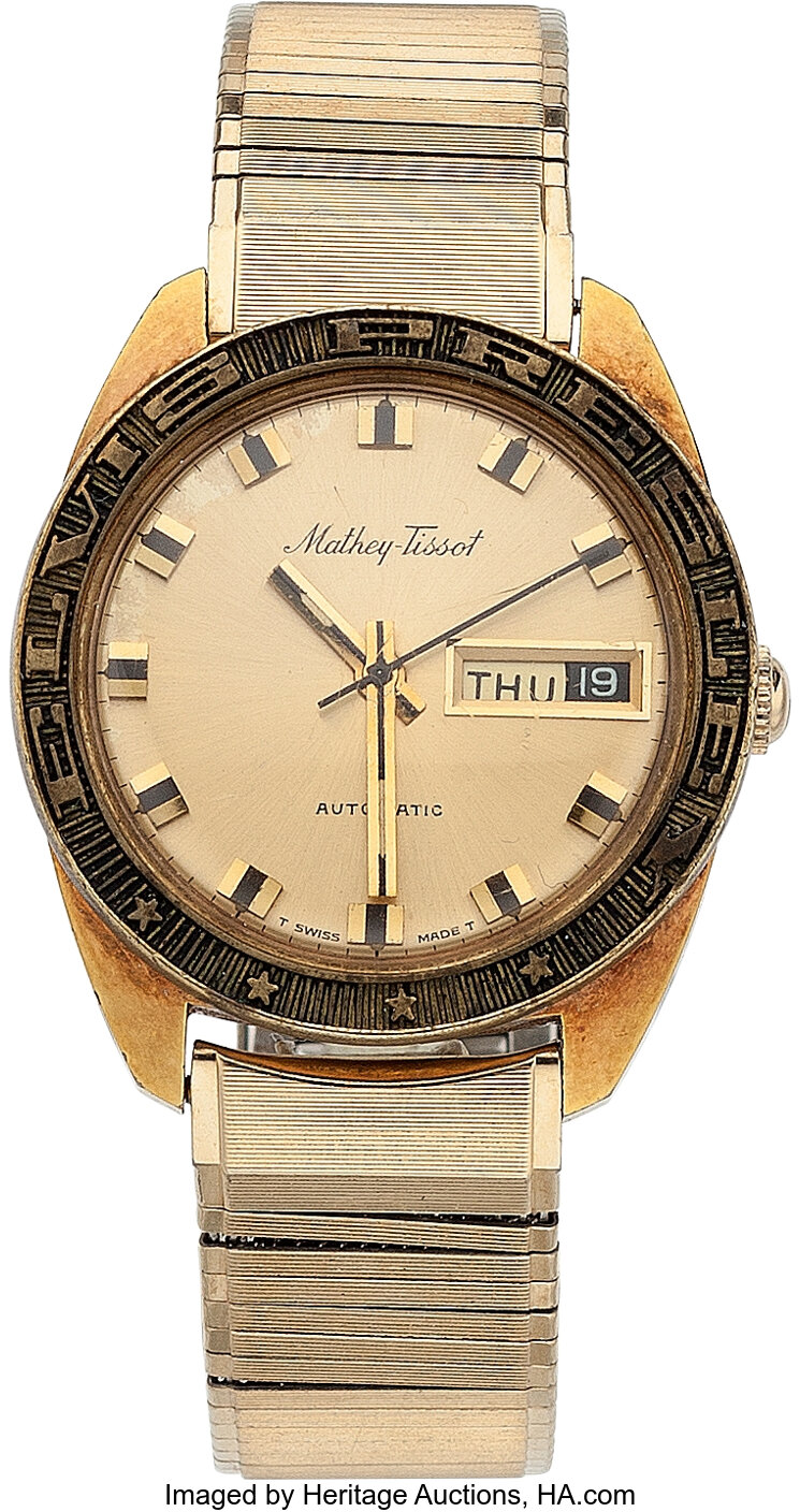 Elvis Presley Mathey Tissot Gold Watch Music Memorabilia Lot