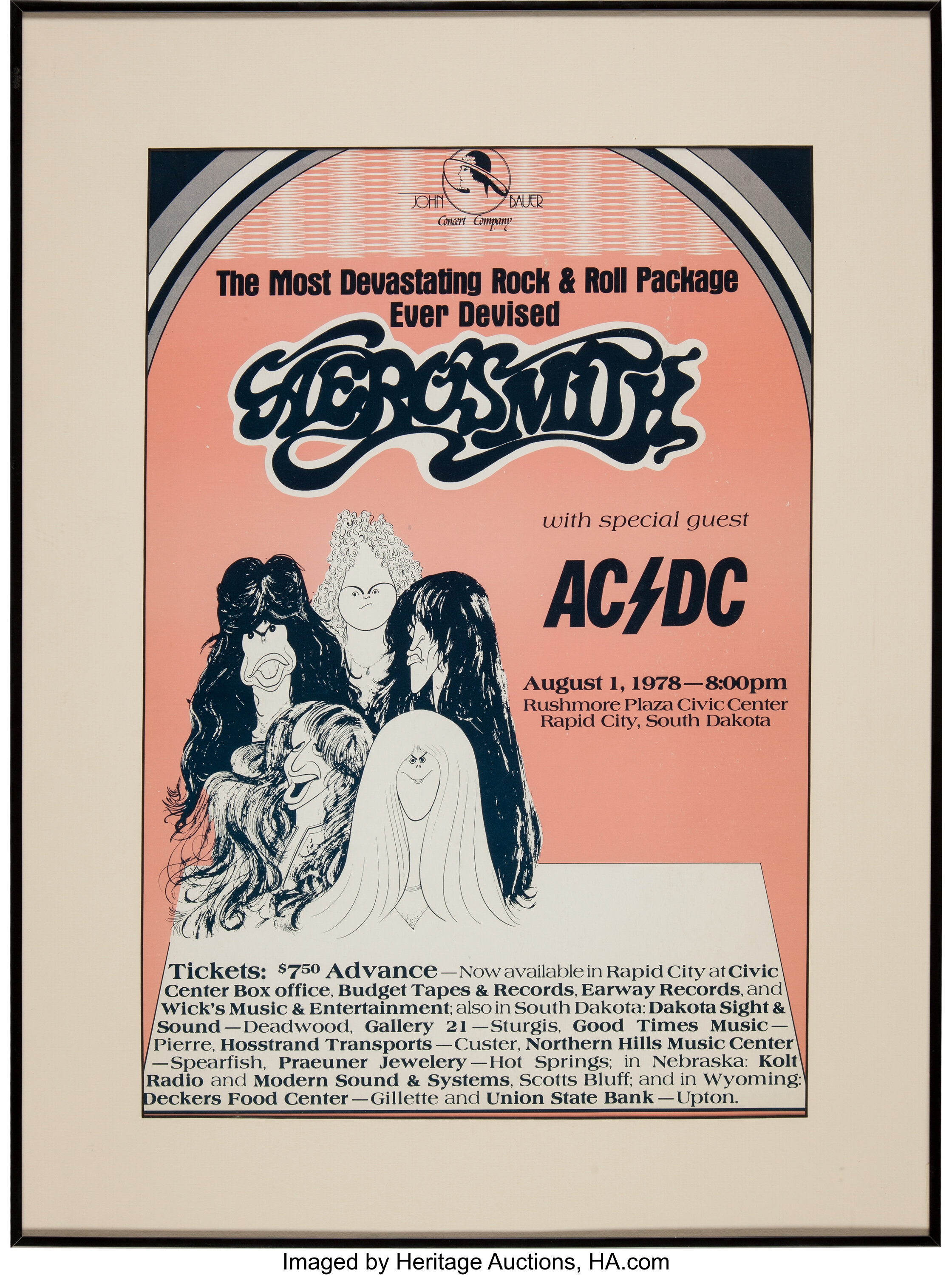 Aerosmith With Ac Dc Rushmore Plaza Concert Poster 1978 Music Lot 585 Heritage Auctions