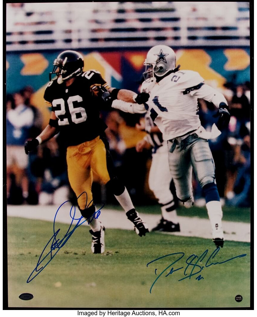 Deion Sanders and Rod Woodson Signed Oversized Photograph., Lot #43208