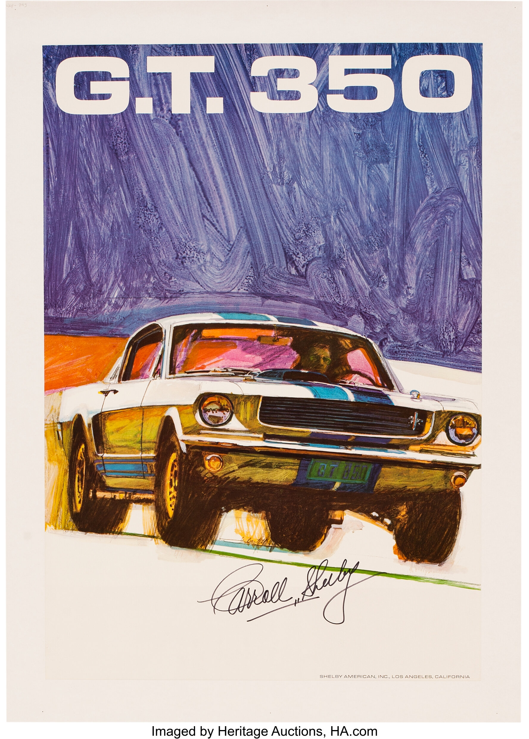 Circa 1968 Shelby Gt 350 Poster Signed By Carroll Shelby Lot 80327 Heritage Auctions