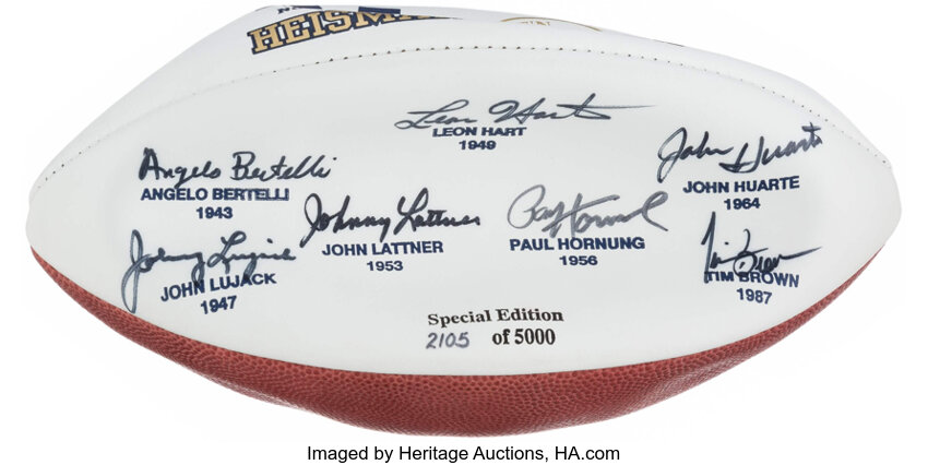 Heisman Trophy Winners Logo Football Signed by (14) with Paul