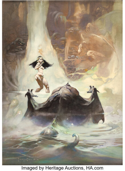 Original Comic Art:Paintings, Frank Frazetta At The Earth's Core Paperback Cover PaintingOriginal Art (1974)....