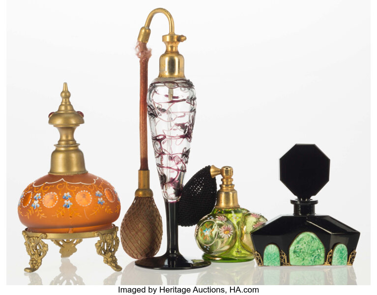 Group Of Perfume Bottles With Atomizers Auction