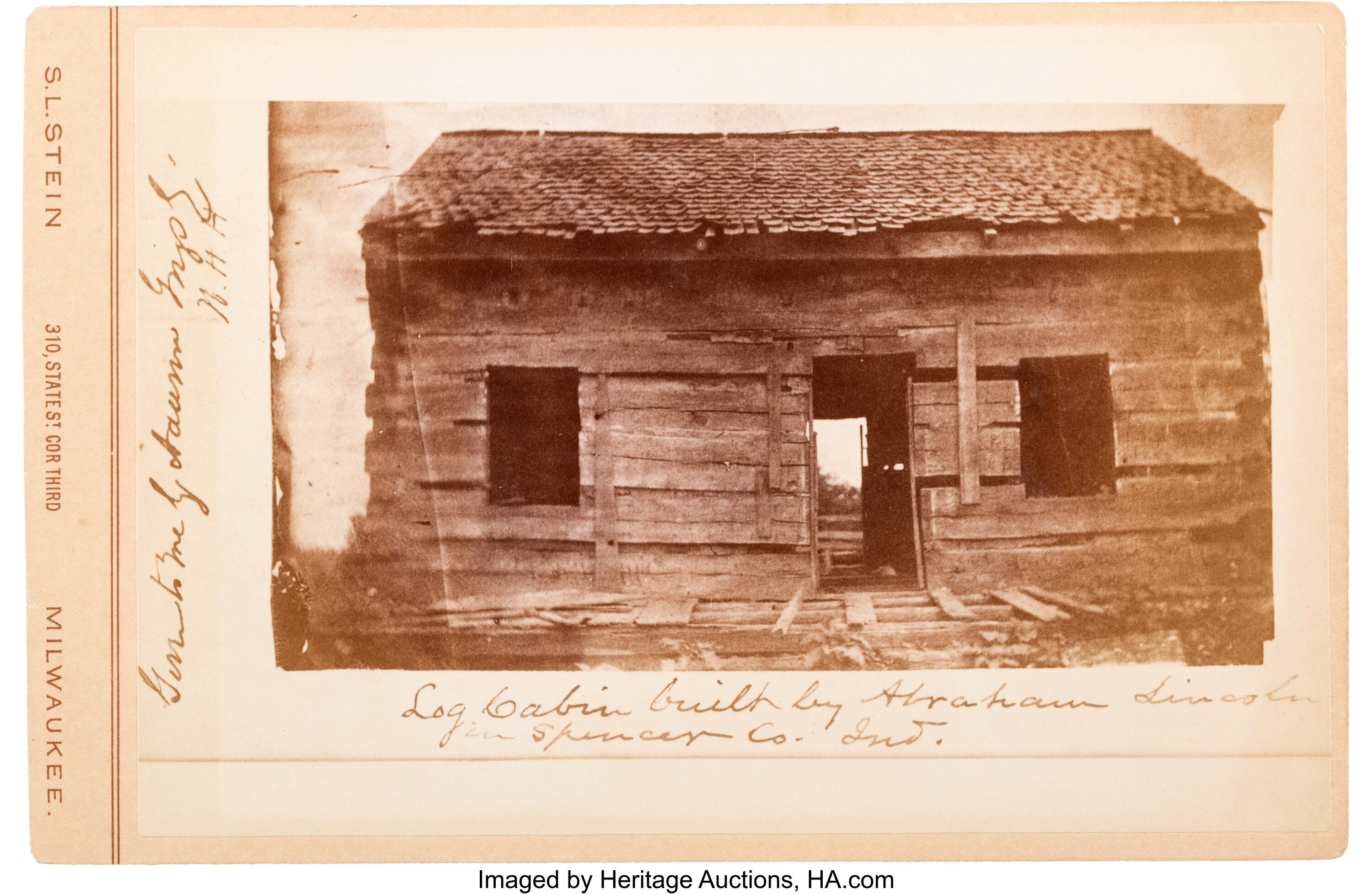 Abraham Lincoln Cabinet Card Of Indiana Log Cabin Lot