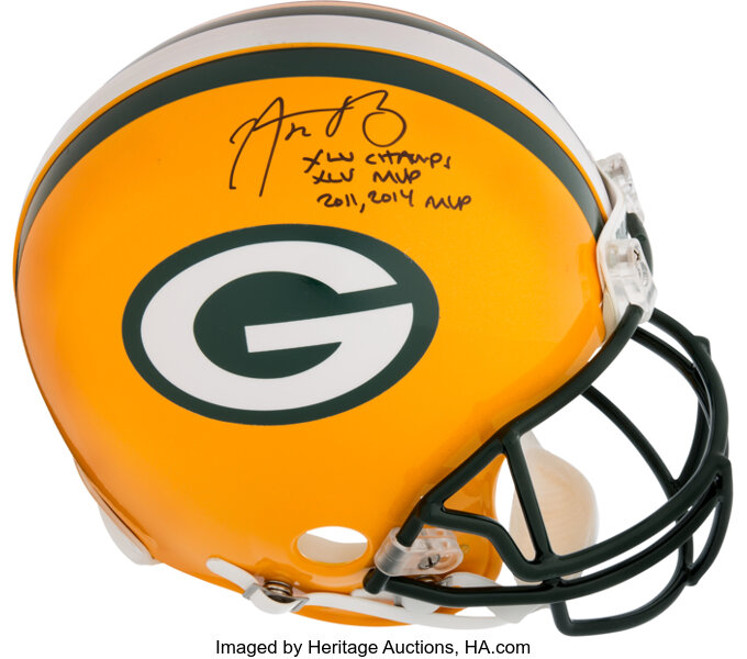 Aaron Rodgers Signed Helmet with Inscription - CharityStars