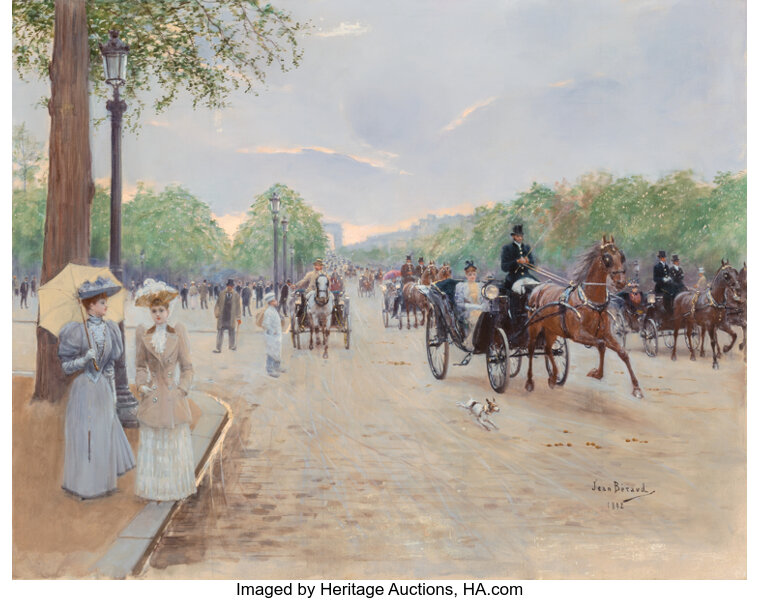 LArc de Triomphe ChampsElysees circa Greeting Card by Jean Beraud