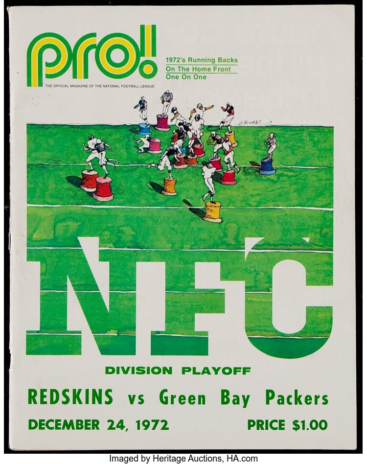 1972 Green Bay Packers vs. Washington Redskins Playoff Program., Lot  #43174