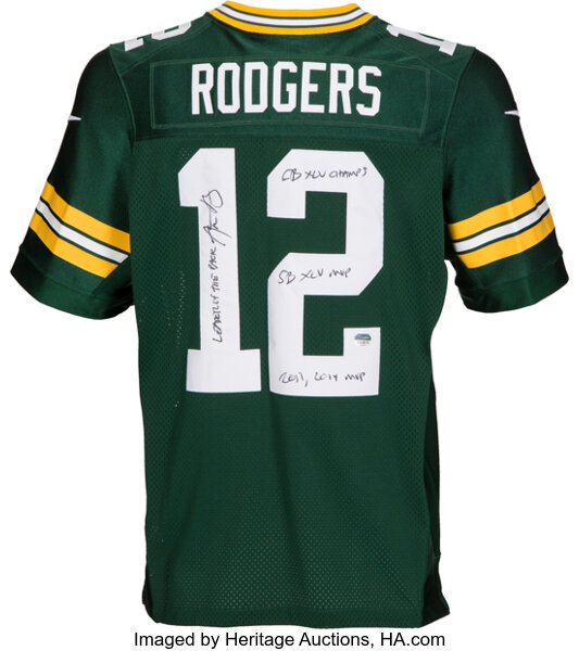 Aaron Rodgers Signed and Stat Inscribed Green Bay Packers Jersey