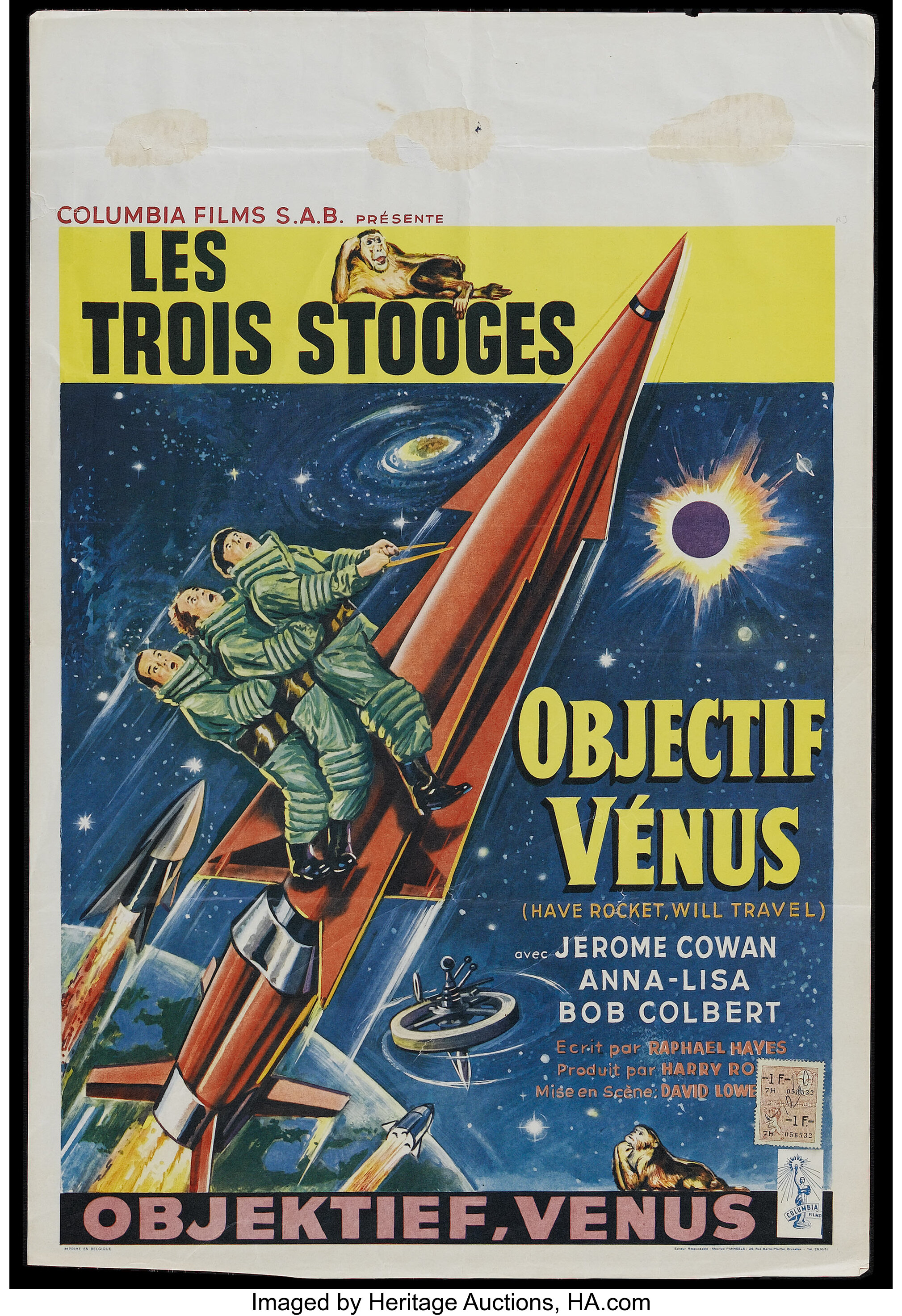 Have Rocket, Will Travel (Columbia, 1959). Belgian Poster (14.5