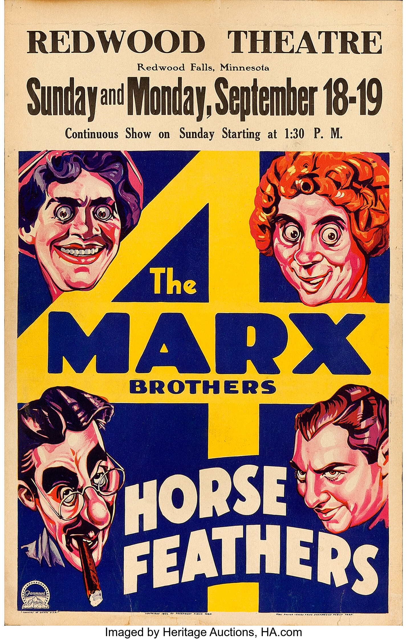 Horse Feathers (Paramount, 1932). Window Card (14