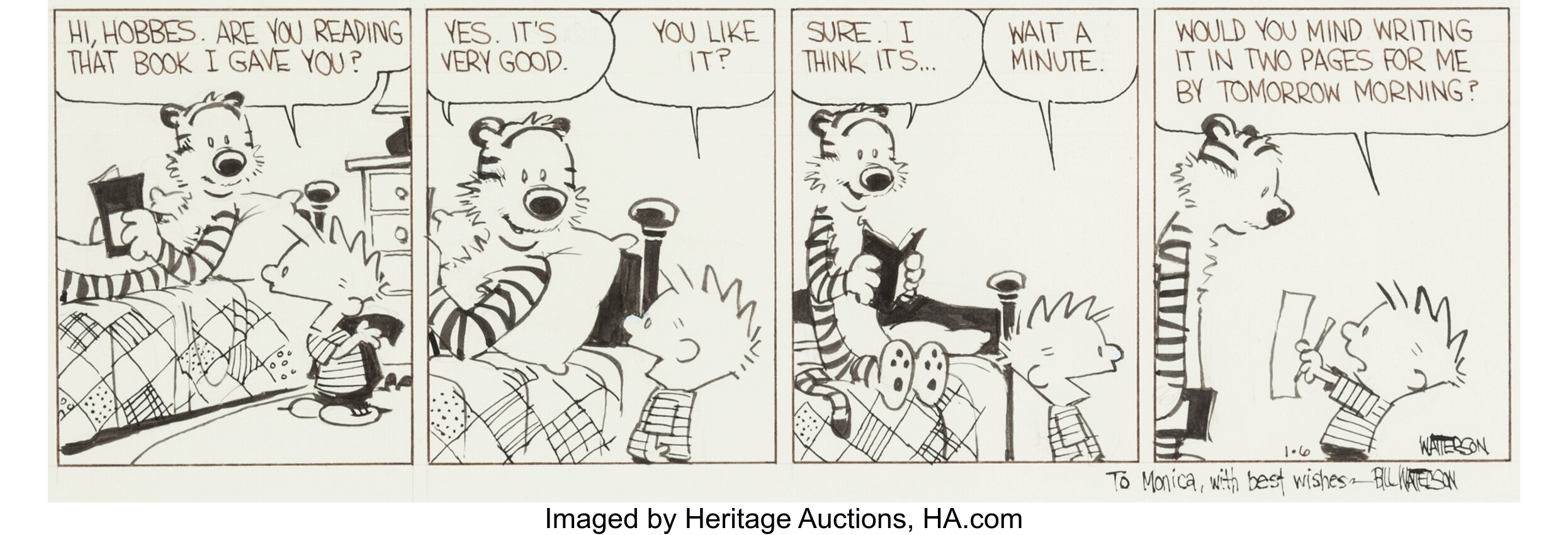 Bill Watterson Calvin And Hobbes Daily Comic Strip Original Art Lot 92205 Heritage Auctions 9826