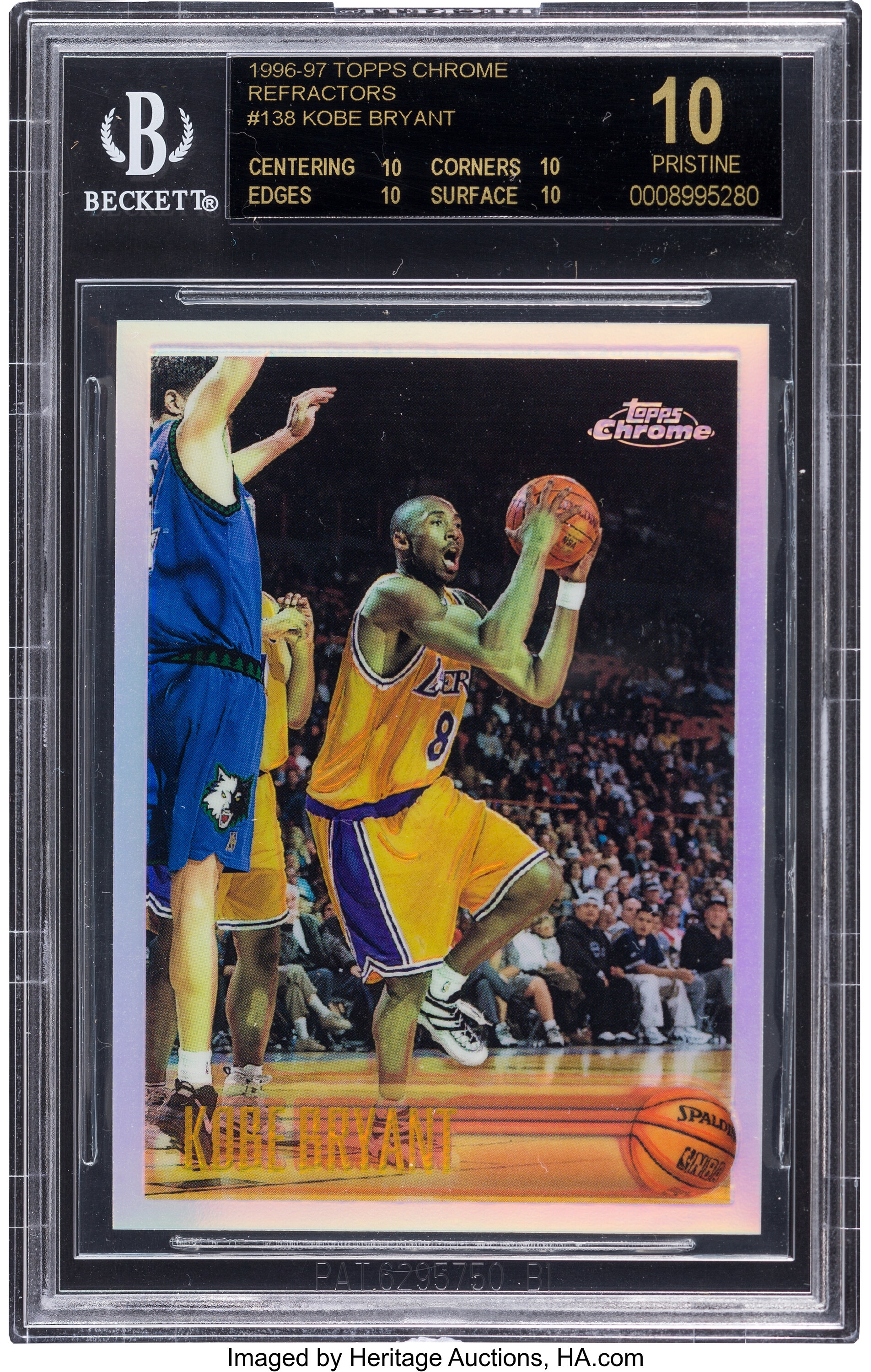 1996 Topps Chrome Kobe Bryant Refractor #138 Beckett Black Label