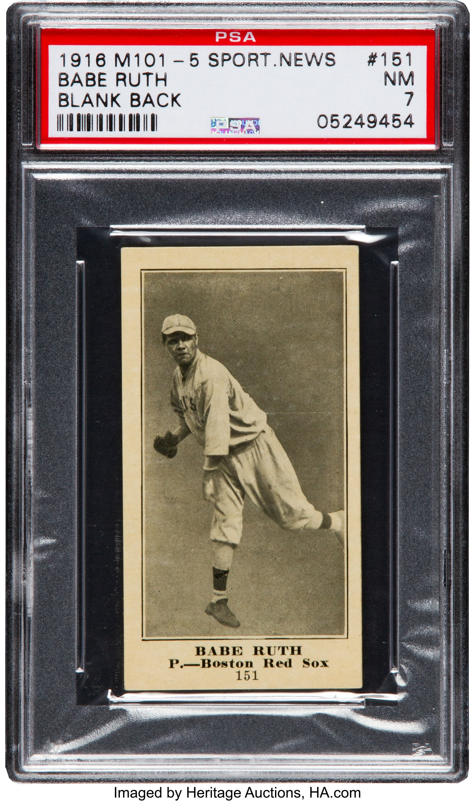 1916 M101-5 Blank Back Babe Ruth Sells for $552,000