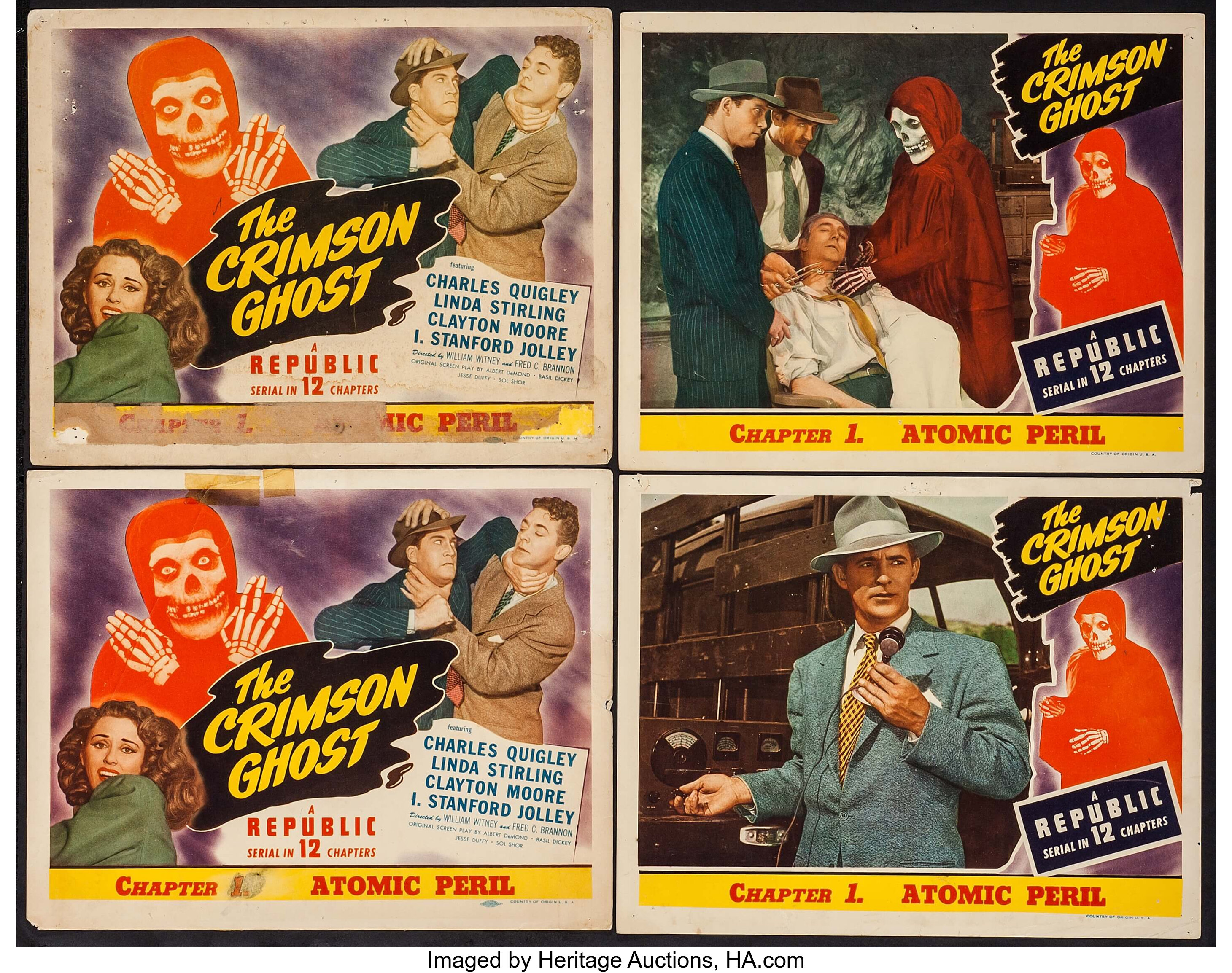 The Crimson Ghost (Republic, 1946). Lobby Card Set of 8 & Title