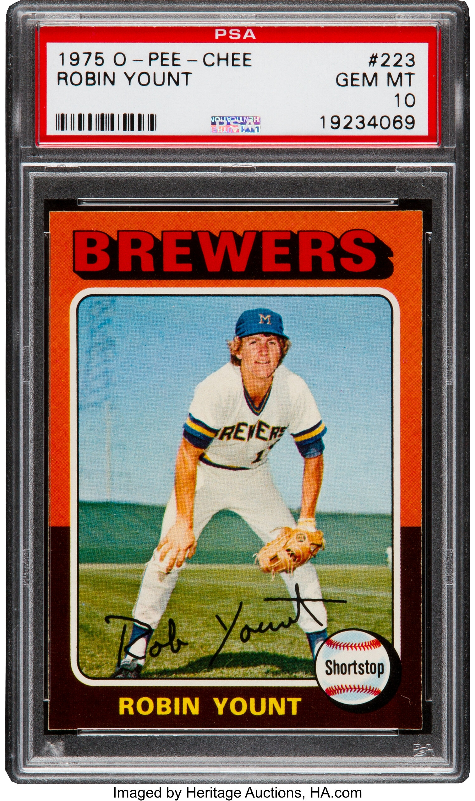 1975 Topps Robin Yount #223 SGC Gem 10 - Pop Three. Baseball