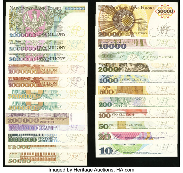 Polish Circulation Banknotes Issued in 1975-1996 Narodowy Bank