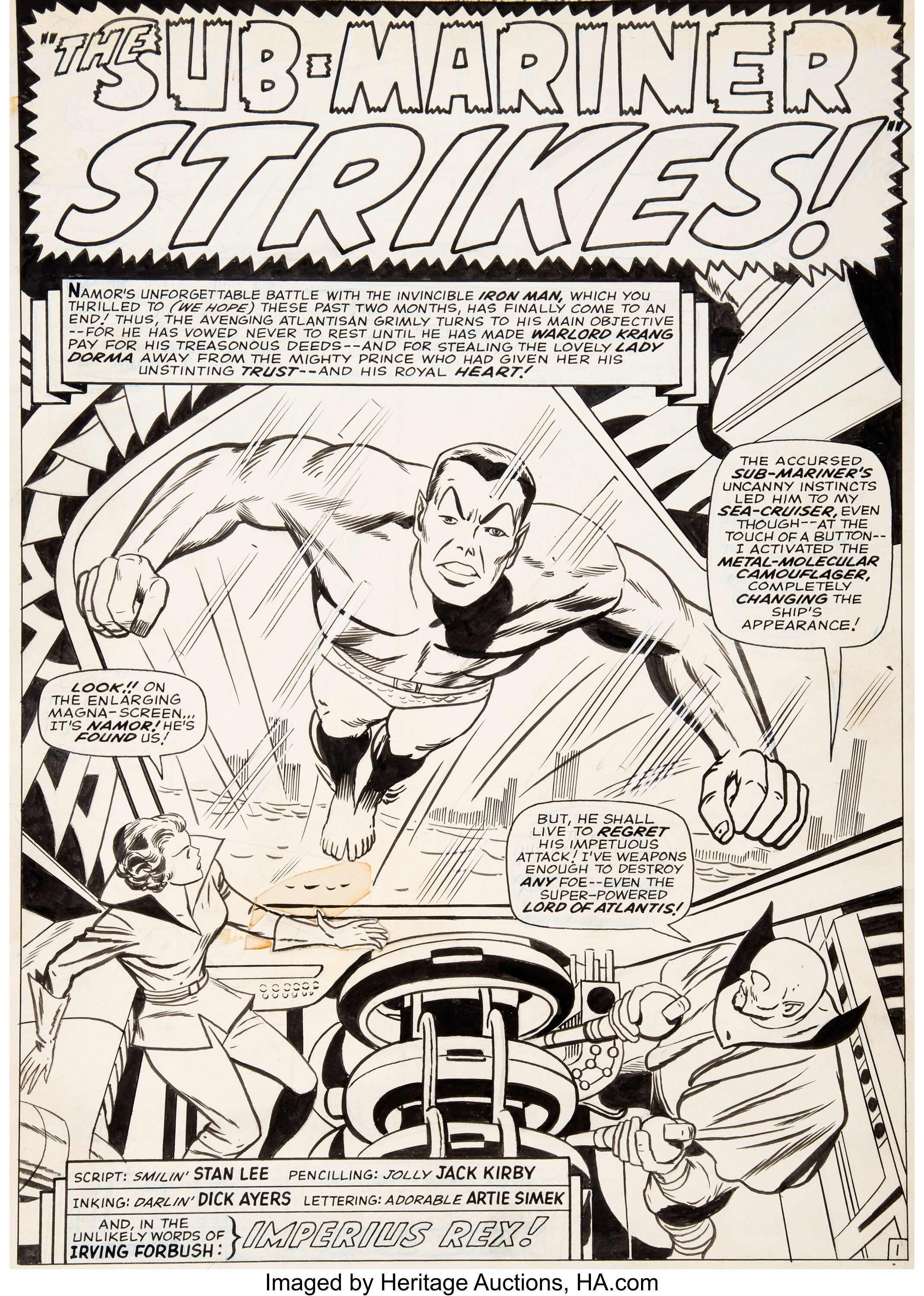 Jack Kirby and Dick Ayers Tales to Astonish #83 Splash Page 1 | Lot ...