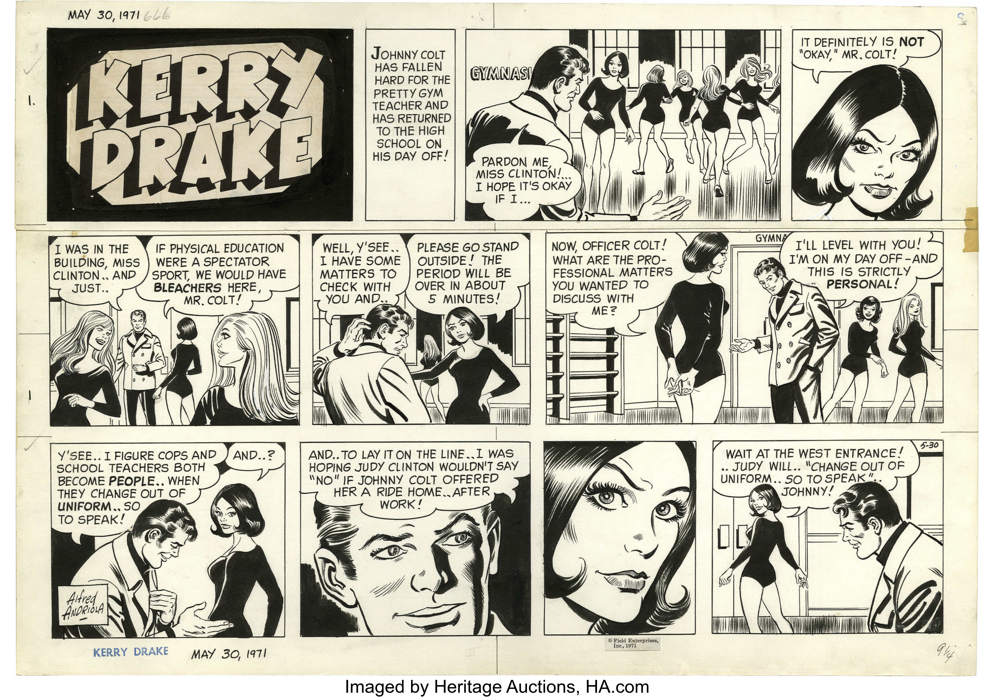 Alfred Andriola and Sururi Gumen - Kerry Drake Sunday Comic Strip | Lot ...