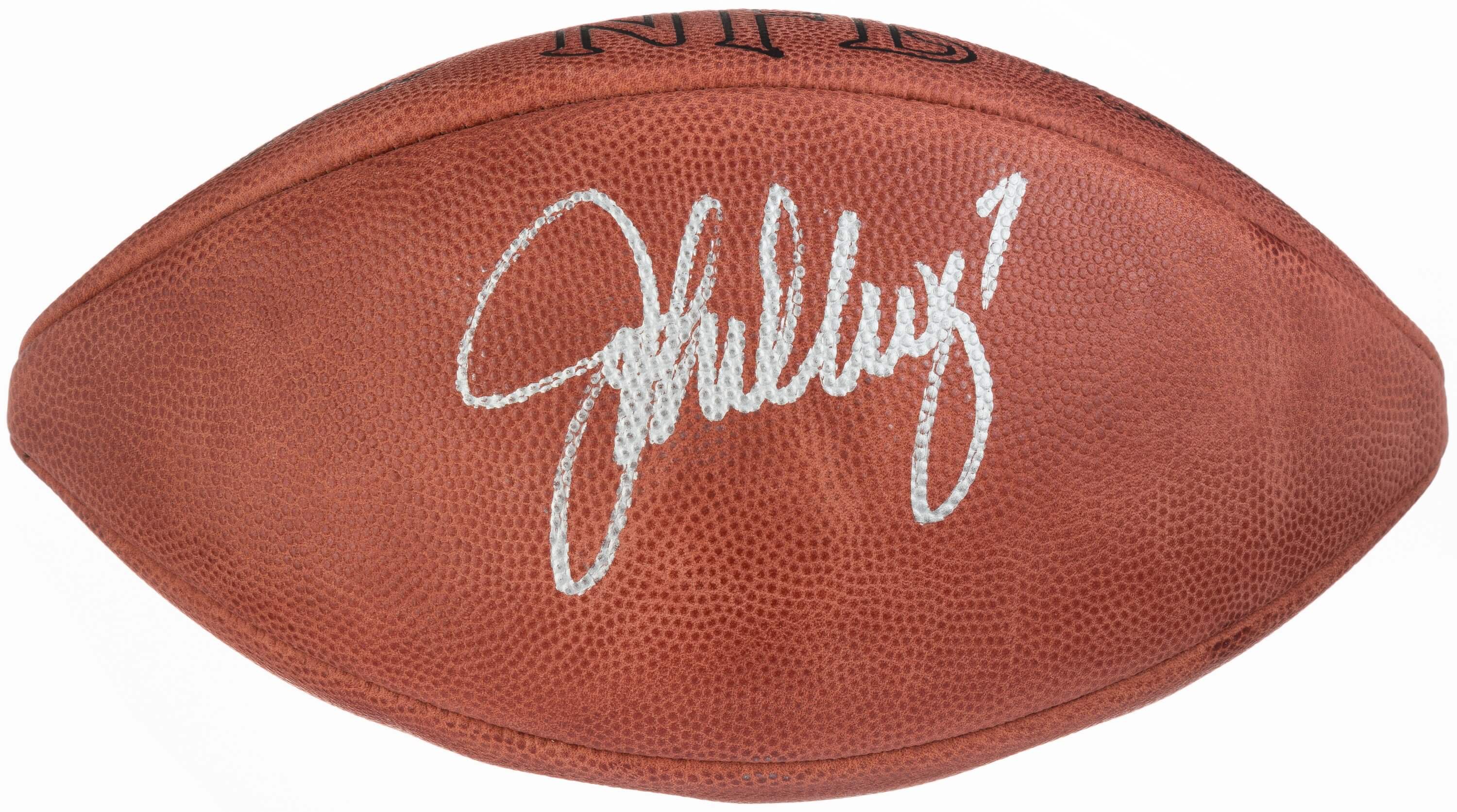 John Elway Signed Leather Wilson Football. Football