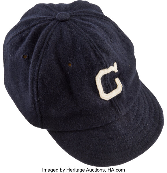 Baseball Collectibles:Uniforms, Circa 1920 Cleveland Indians Game Worn Cap....