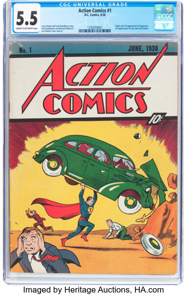 Golden Age (1938-1955):Superhero, Action Comics #1 (DC, 1938) CGC FN- 5.5 Cream to off-white pages....