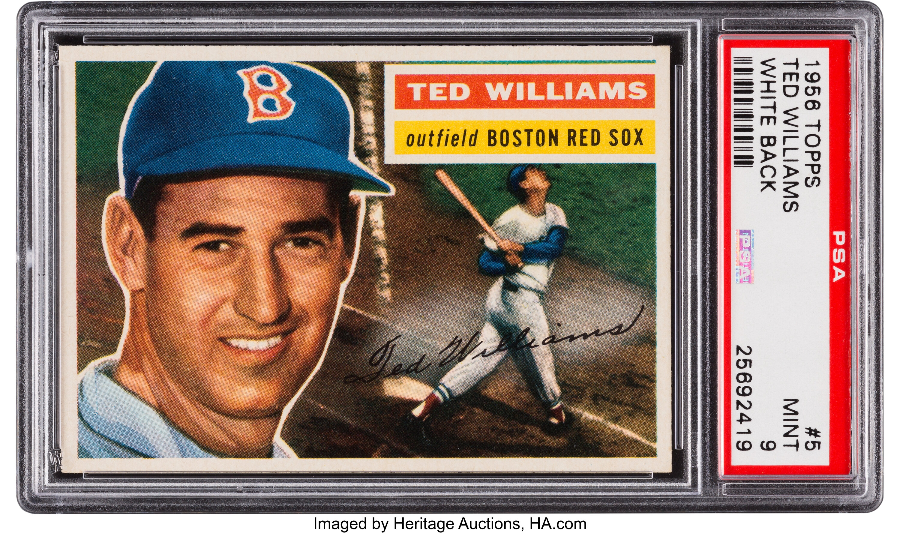 1956 Topps Ted Williams (White Back) #5 PSA Mint 9 - Just One | Lot ...