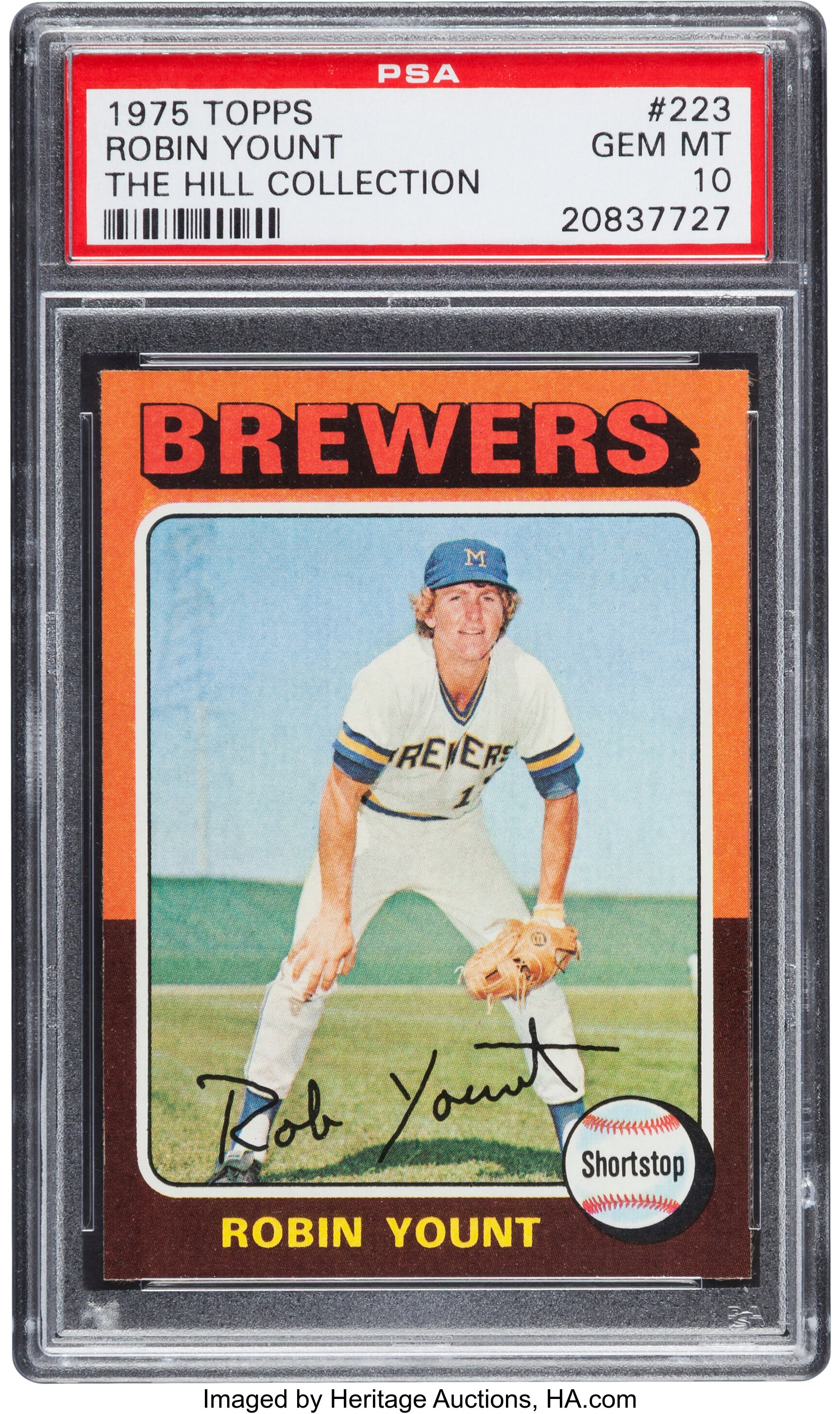 1975 Topps Robin Yount #223 SGC Gem 10 - Pop Three. Baseball