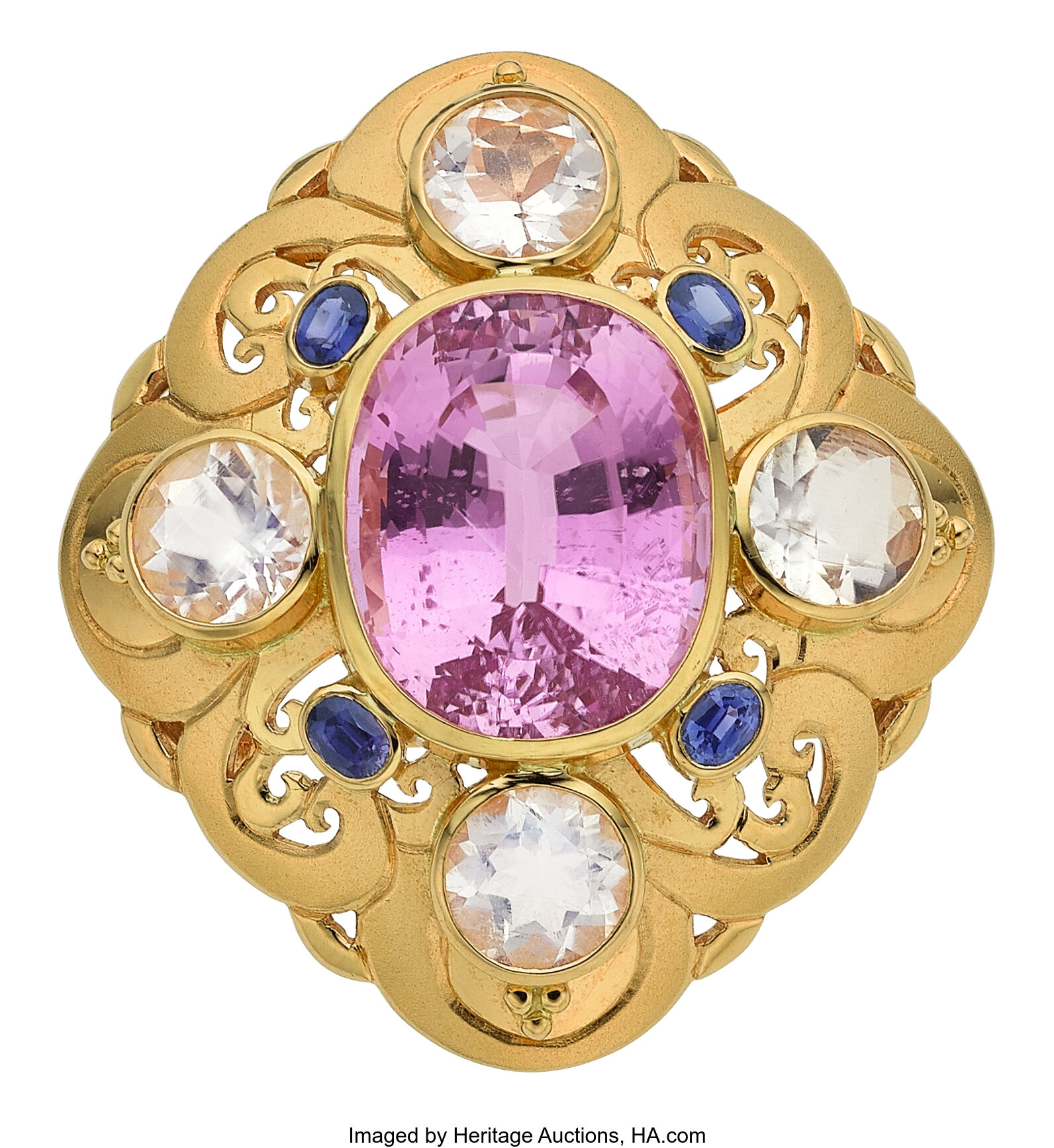 Multi-Stone, Gold Pendant-Brooch, Paula Crevoshay. ... Estate | Lot ...