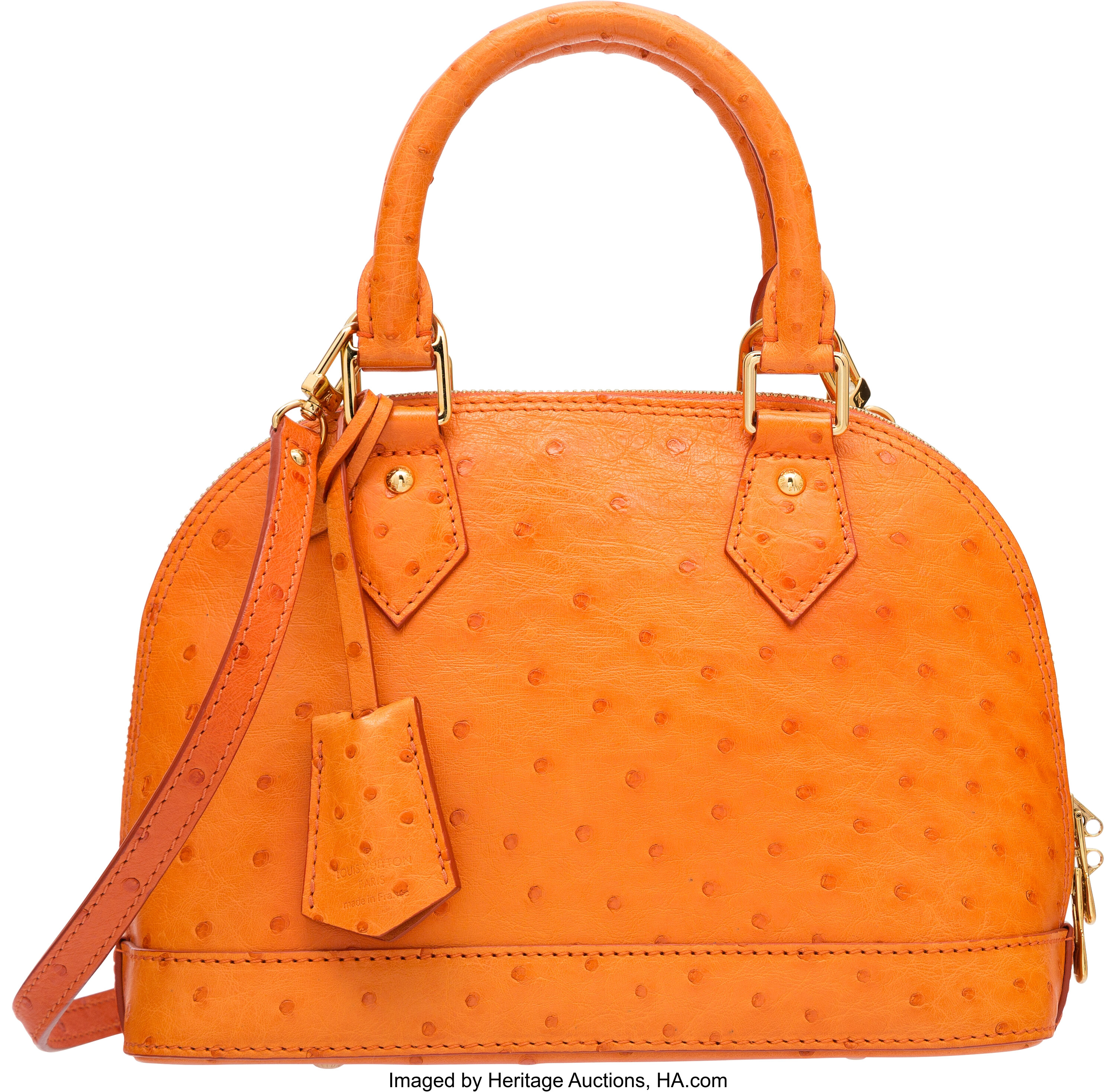 Louis Vuitton Gris Ostrich Leather Alma BB Bag - Yoogi's Closet