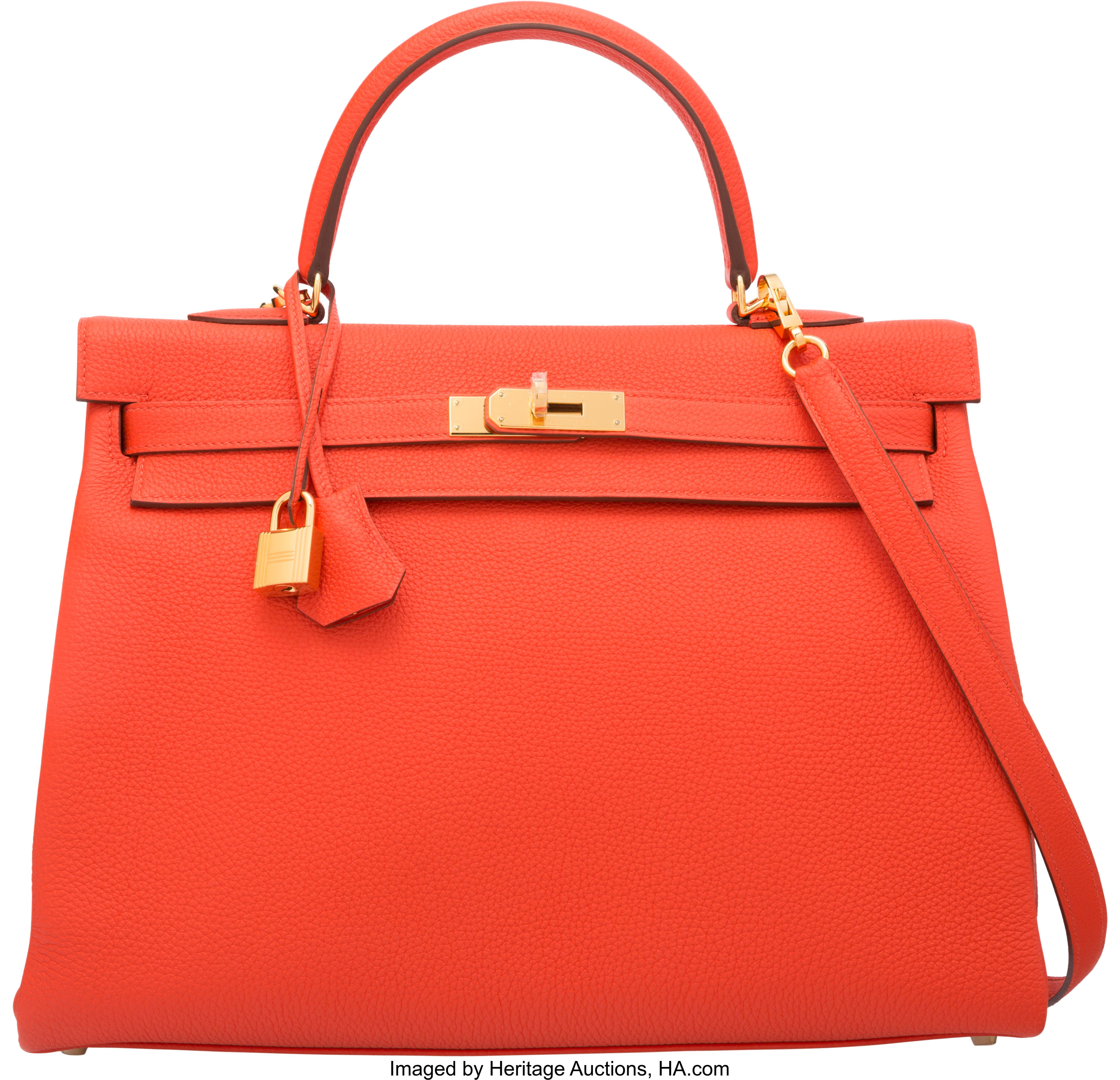 Hermes 35cm Capucine Clemence Leather Retourne Kelly Bag with Gold ...