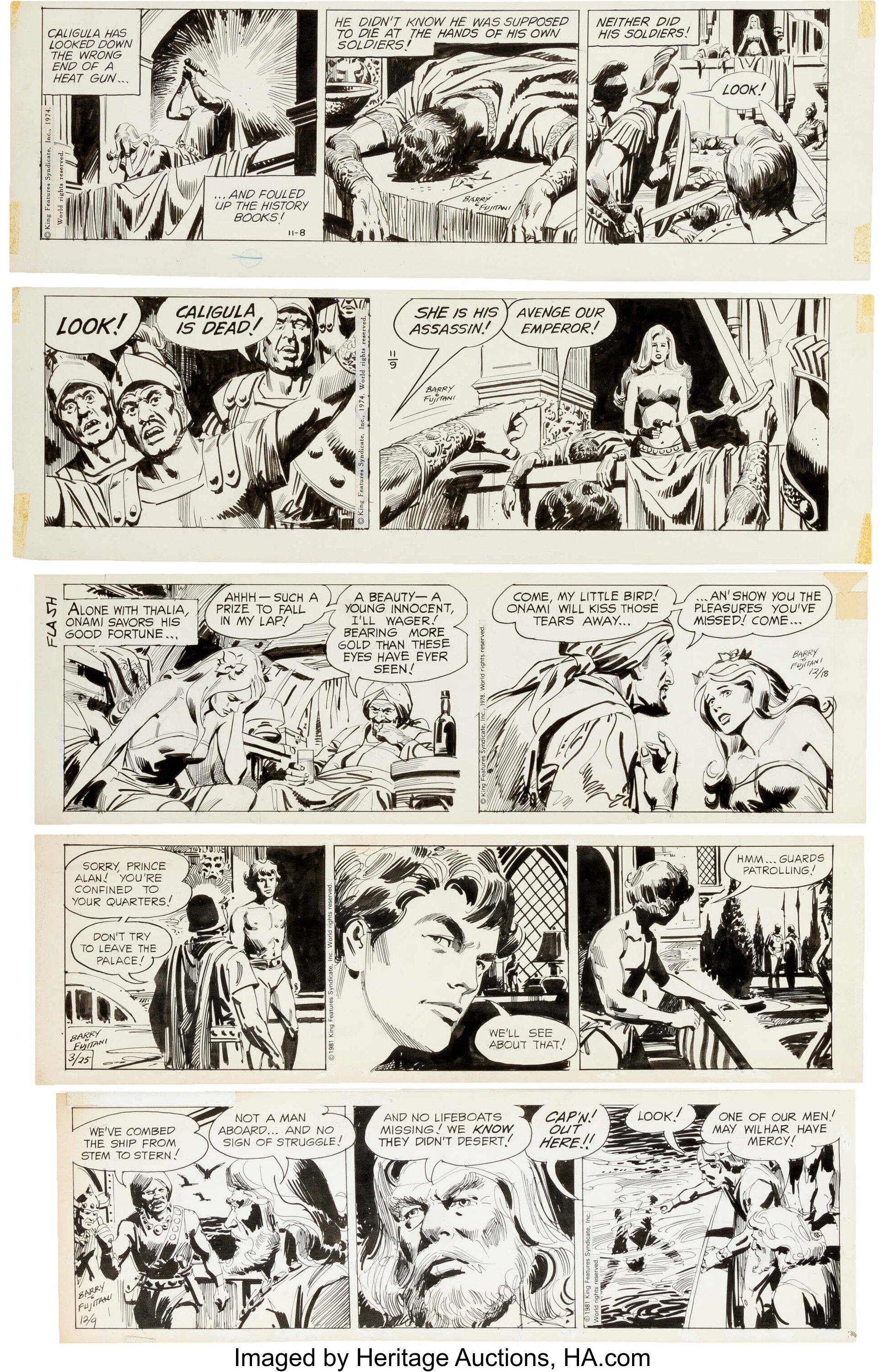 Dan Barry and Bob Fujitani Flash Gordon Daily Comic Strip Original ...