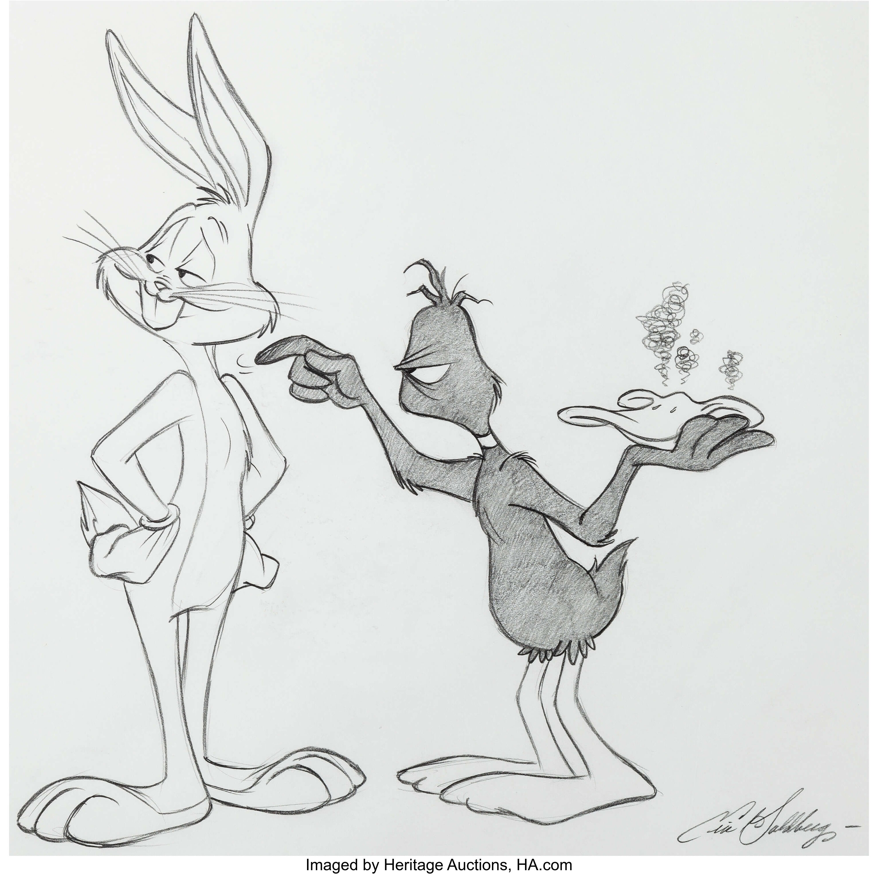 Eric Goldberg Bugs Bunny and Daffy Duck Illustration Lot 11216