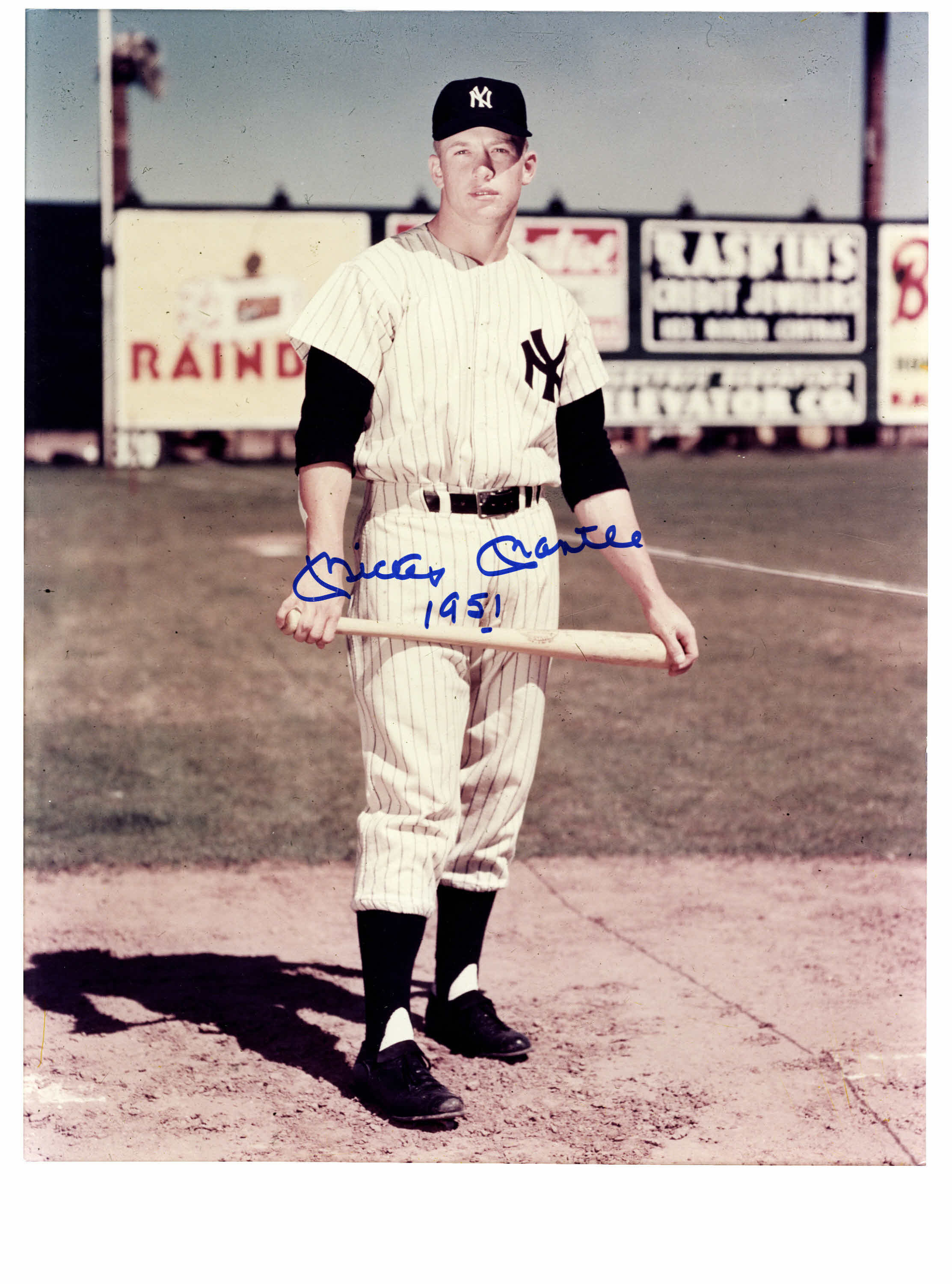 Mickey Mantle 1951 Signed Oversized Photograph. Baseball