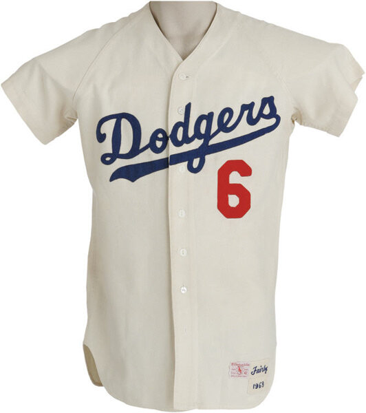 1964 Ron Fairly Game Worn Los Angeles Dodgers Jersey. Baseball, Lot  #82119