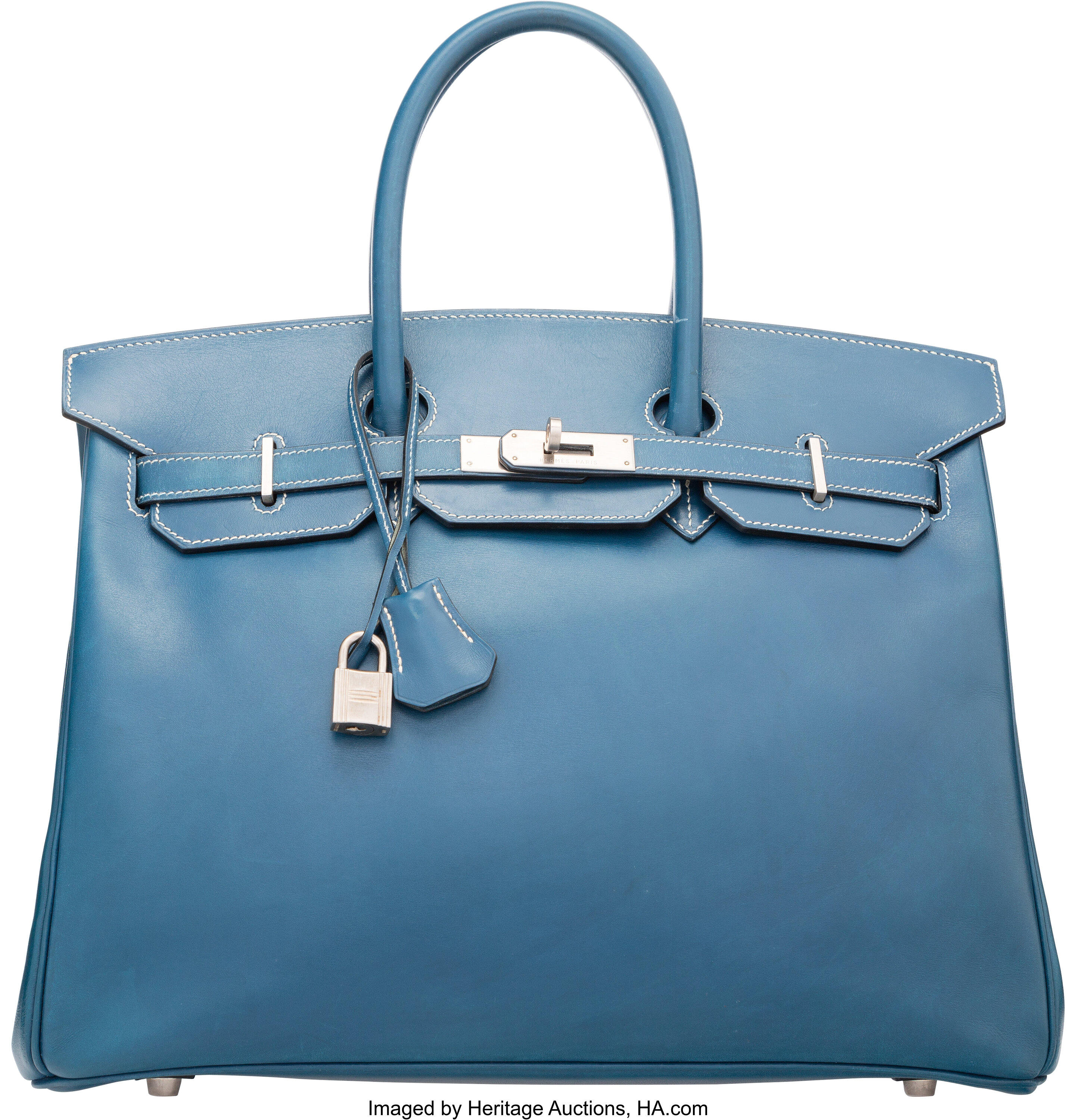 Hermes 30cm Shiny Blue Abysse Nilo Crocodile Birkin Bag with Gold, Lot  #58219