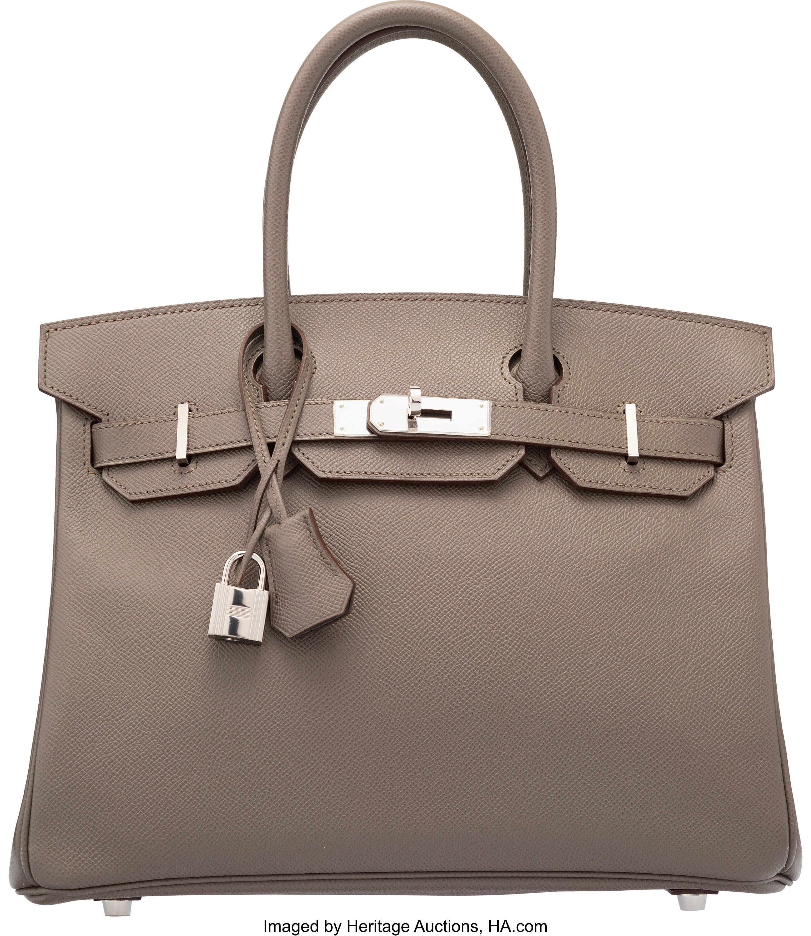 Hermes 30cm Etain Epsom Leather Birkin Bag with Palladium Hardware., Lot  #58120
